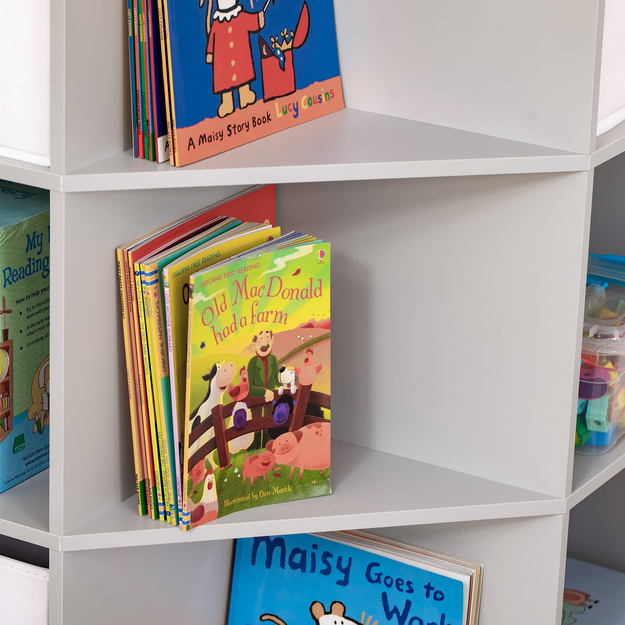 HOMCOM Aufbewahrungsregal für Kinder, 3 Vliesschubladen, MDF, kippsicher, Grau