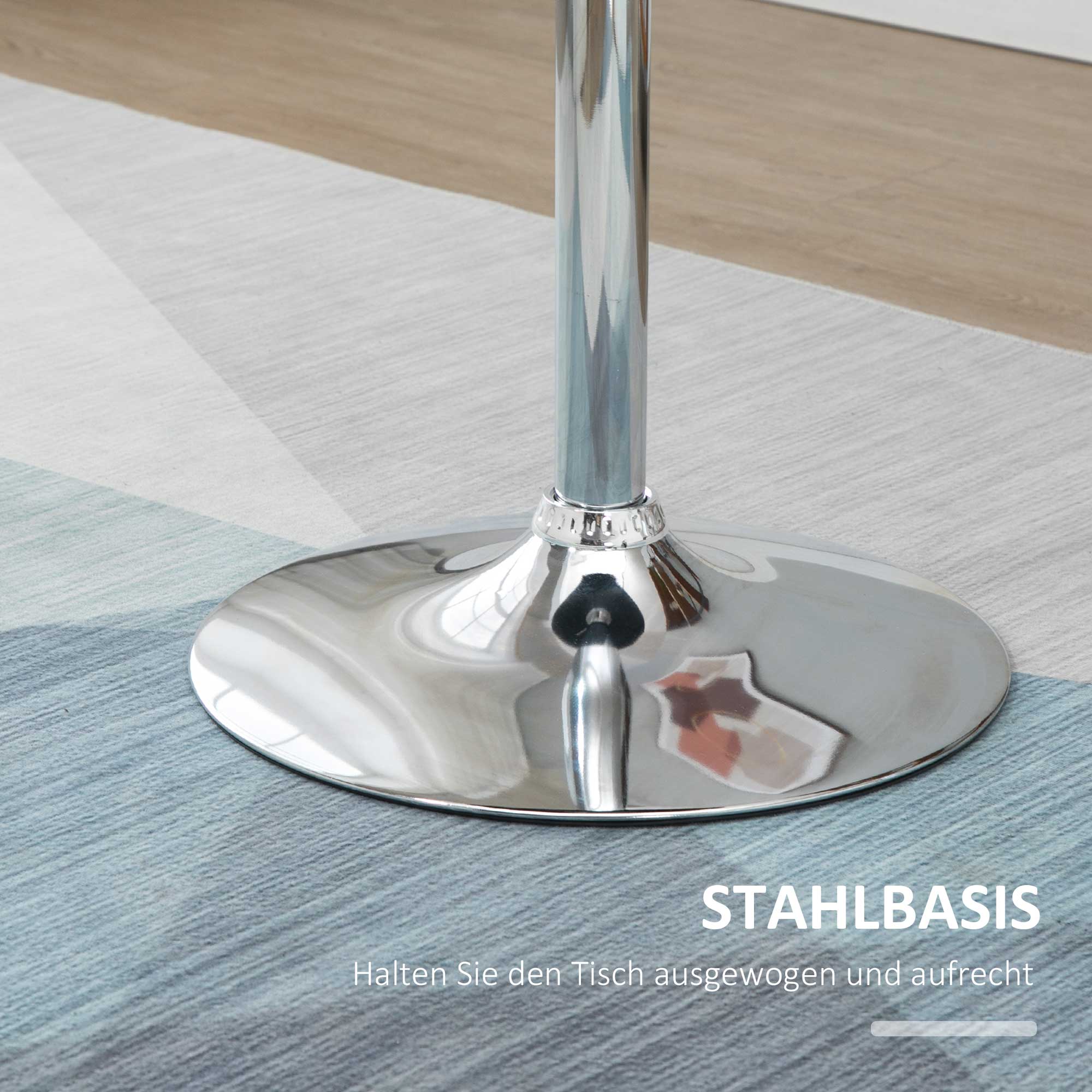 HOMCOM Bartisch modern rund Esstisch 360° Drehtisch höhenverstellbarer Bistrotisch Stehtisch Küchentisch Stahl Schwarz Ø61 x 70-90 cm