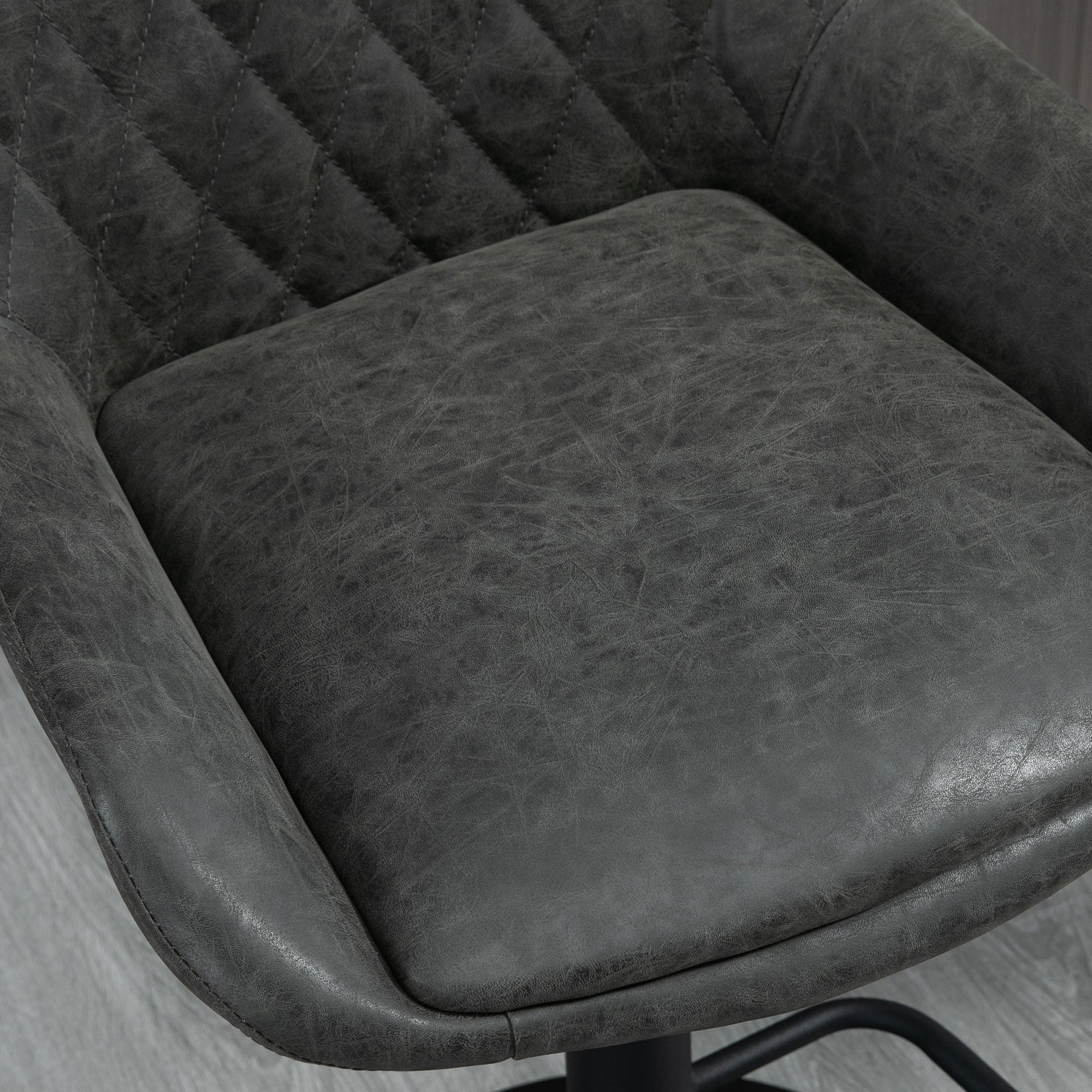 HOMCOM Barhocker Küchenhocker Designhocker, höhenverstellbar, mit Fußstütze, 51 cm x 59 cm x 117 cm, Dunkelgrau + Schwarz