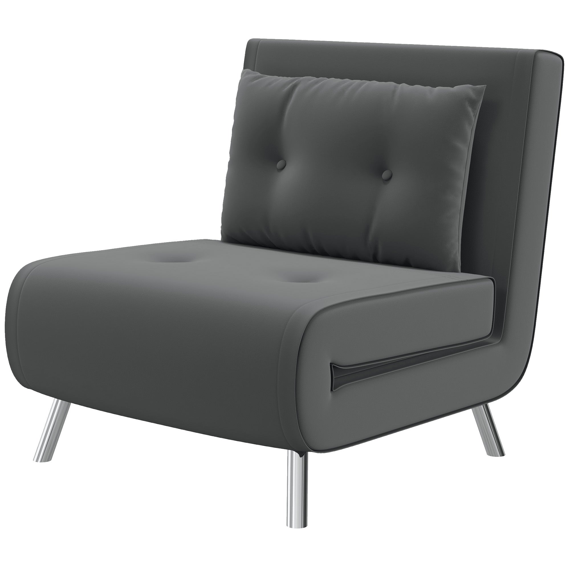 HOMCOM Liegesessel Sessel mit Liegefunktion Schlafsessel, Knopfheftung, Leinenoptik, 77 cm x 88 cm x 83 cm, Dunkelgrau