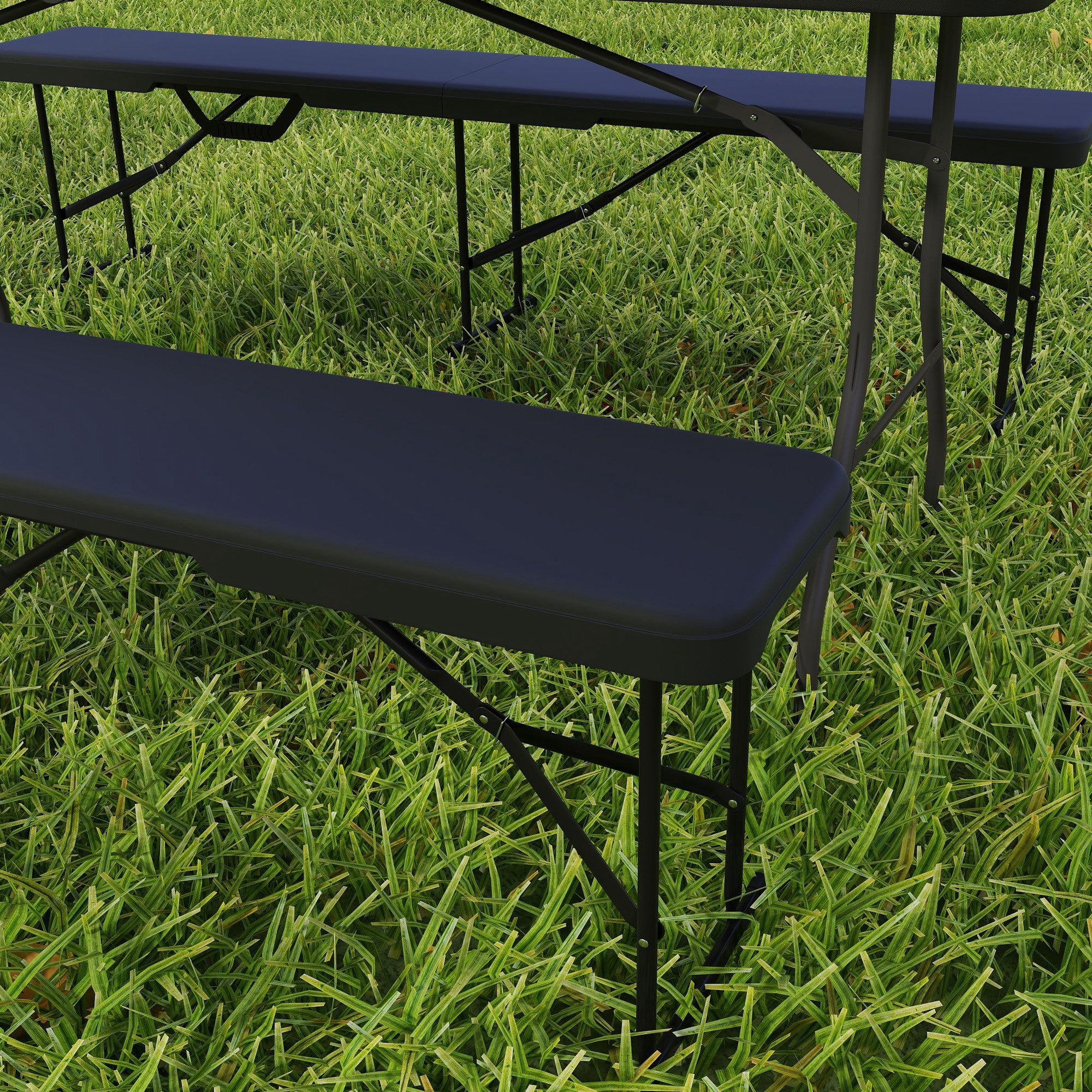 Outsunny Campingbank, Kunststoff-Outdoor-Bank, 240 kg Belastbarkeit, Schwarz