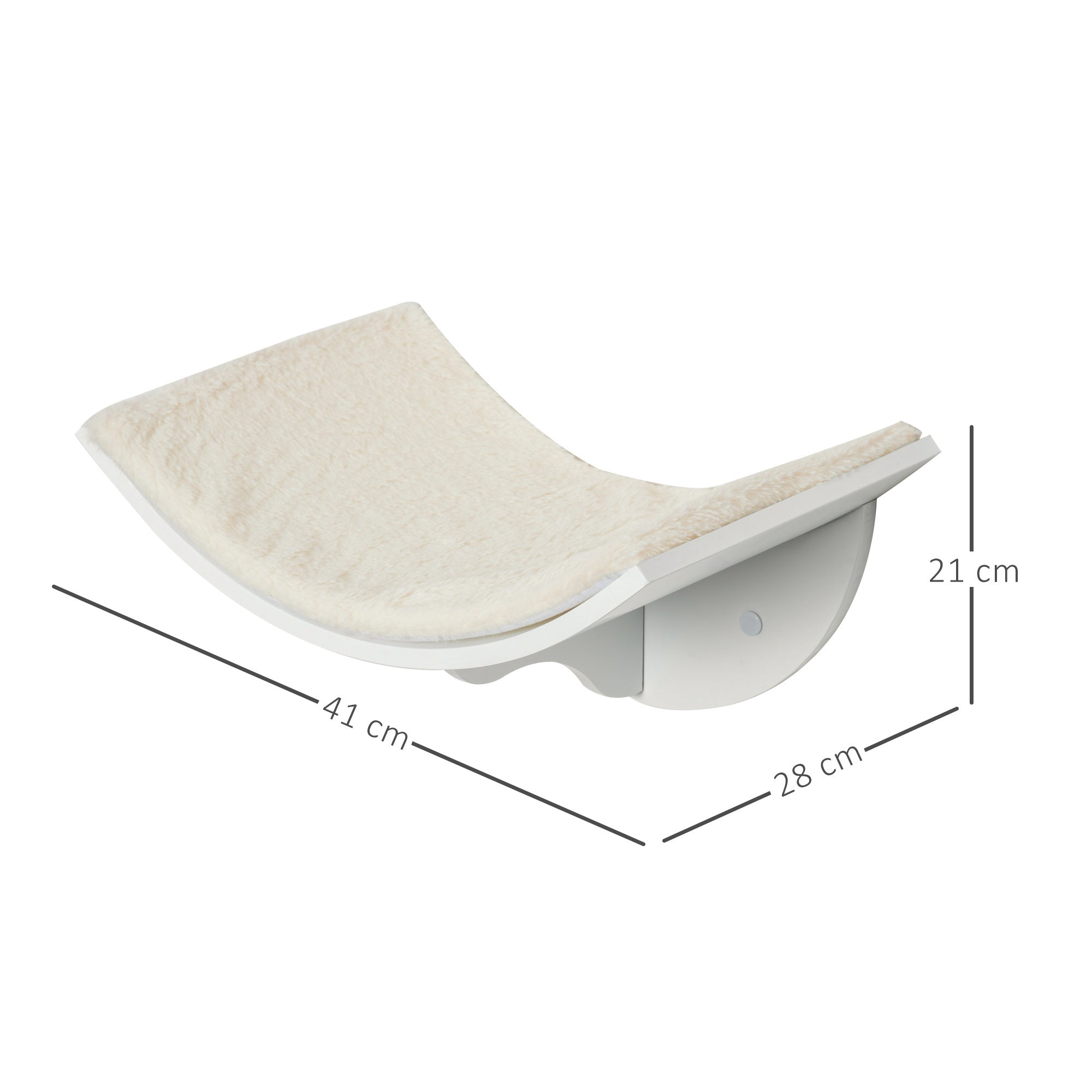 PawHut Katzenregal, Wandmontage, weiche Liegefläche, bis 10kg, 41x28x21cm, Weiß