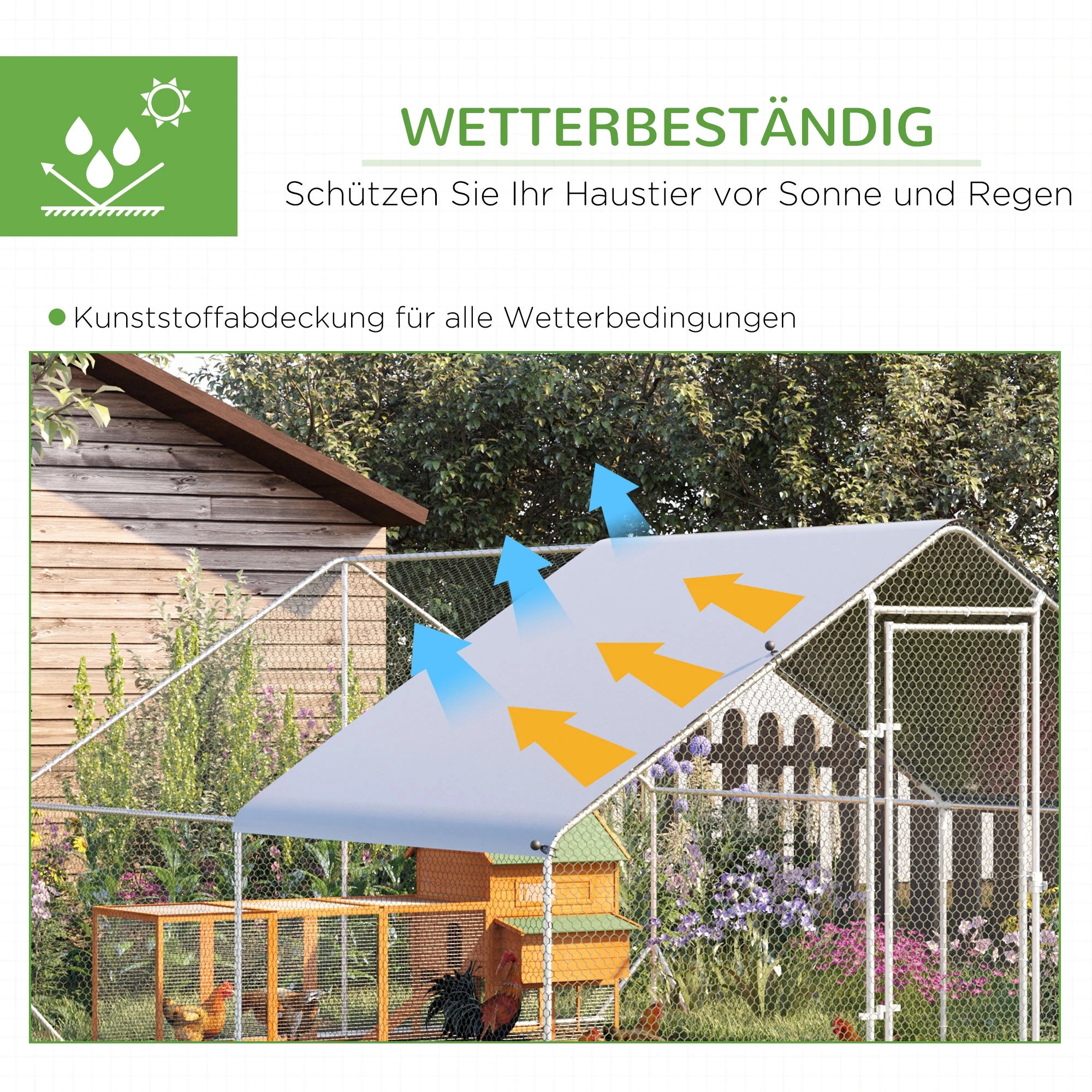 PawHut Hühnerstall Freilaufgehege Outdoor wetterfest abschließbar