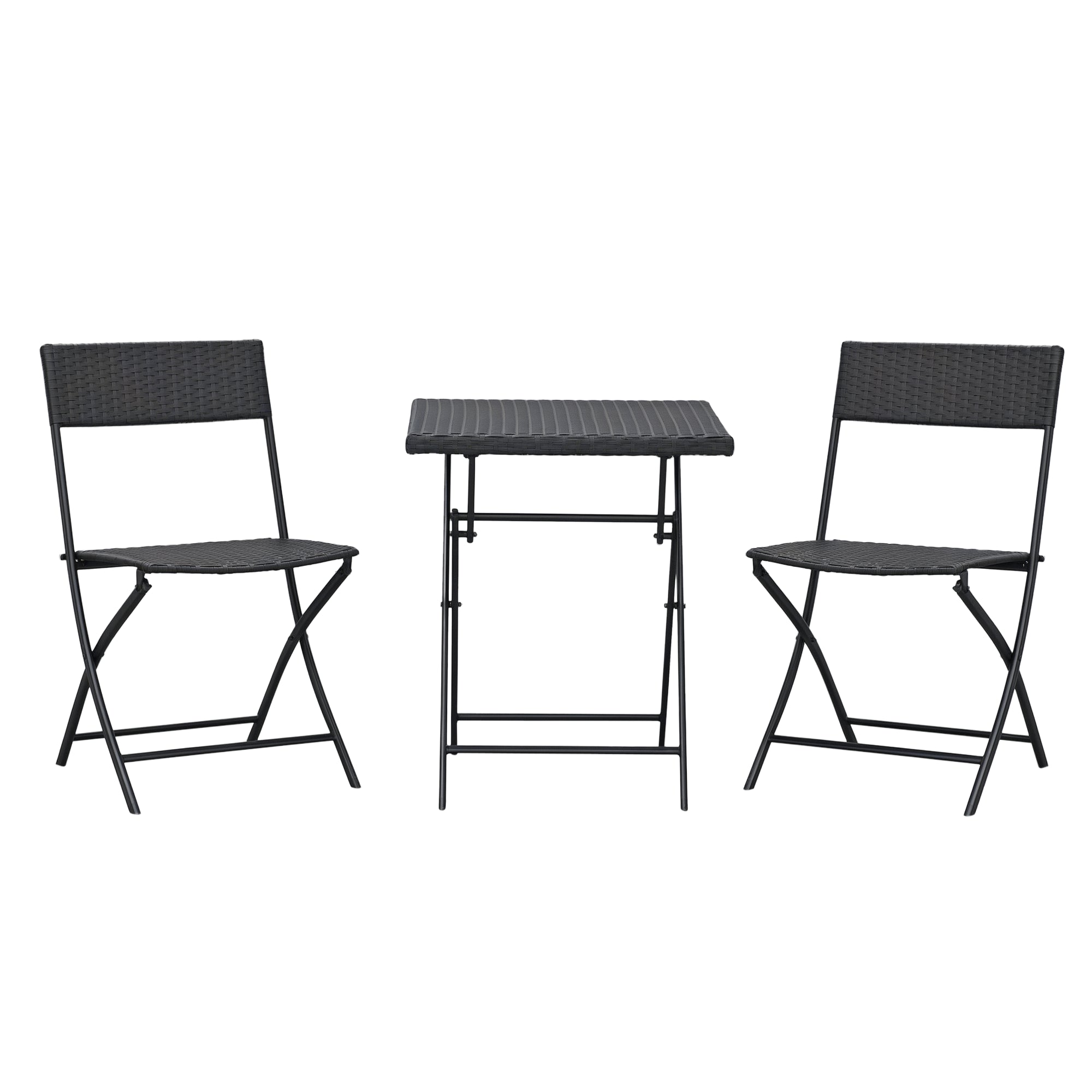 Outsunny Polyrattan Bistroset für 2 Personen Sitzgruppe Rattan Gartenmöbel Set Garnitur Braun