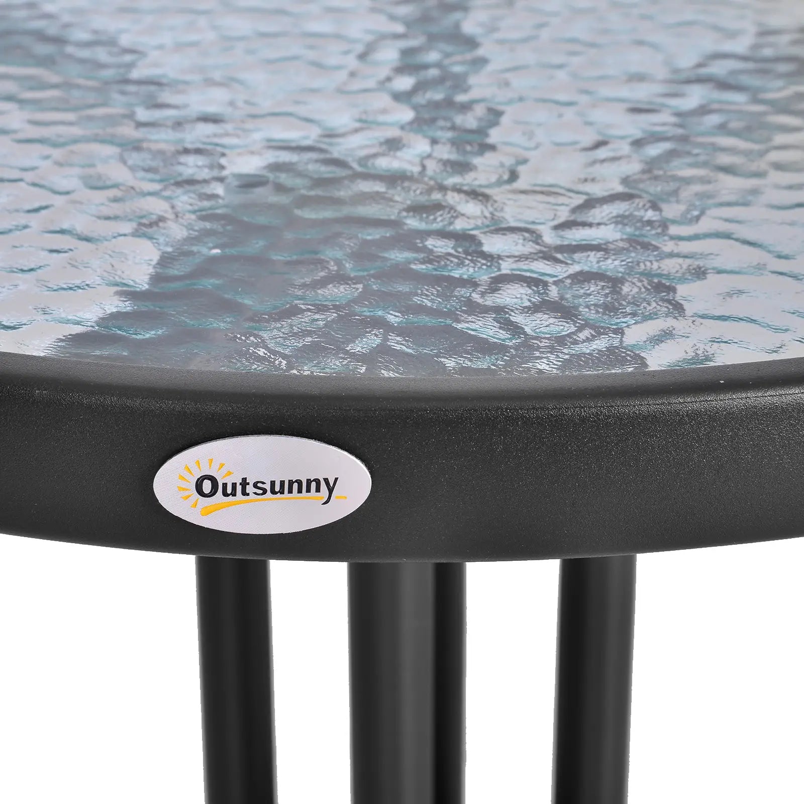 Outsunny Gartentisch Balkontisch Bistrotisch Glastisch Beistelltisch Metall+Sicherheitsglas ∅60xH70cm