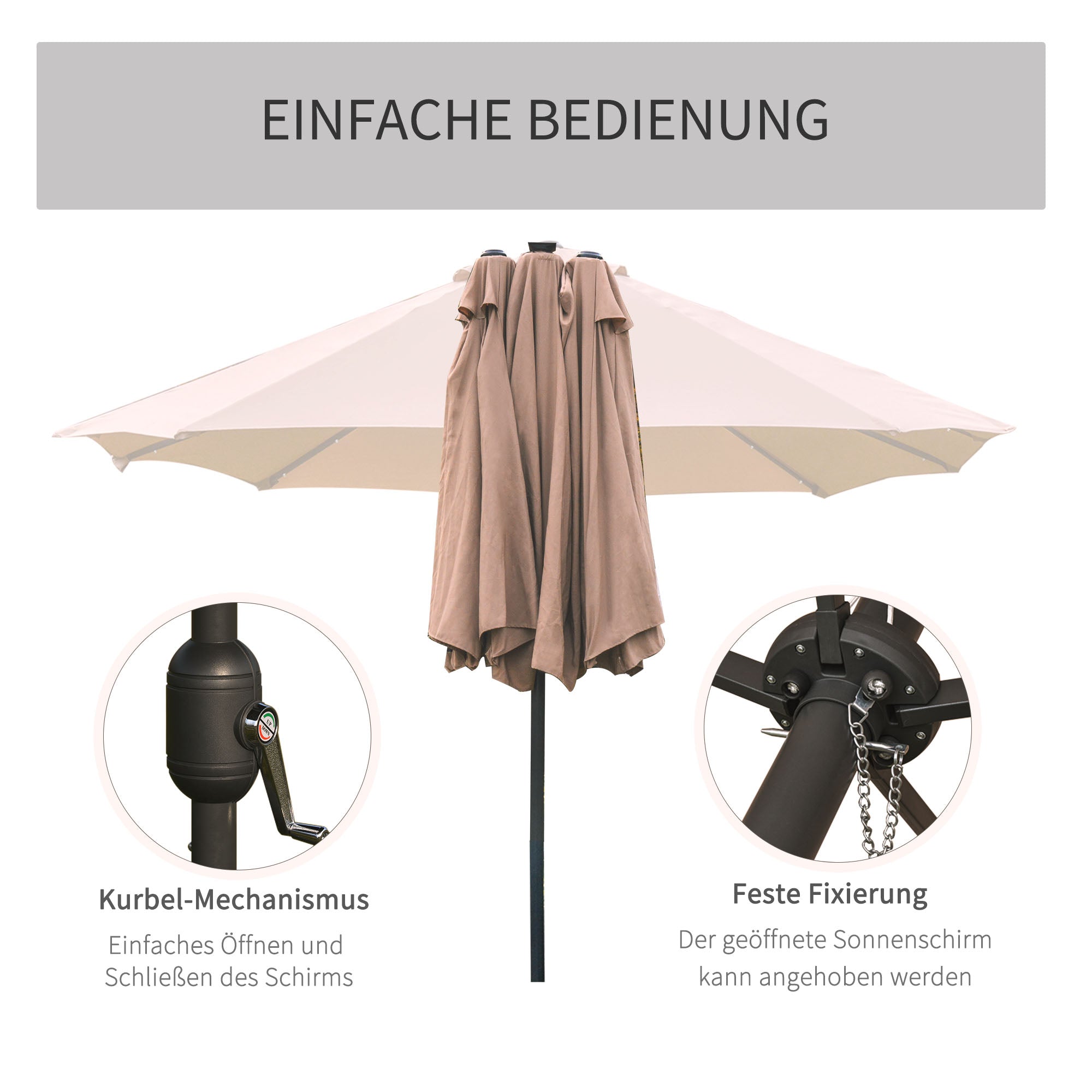 Outsunny Sonnenschirm Oval Khaki 440 x 260 cm