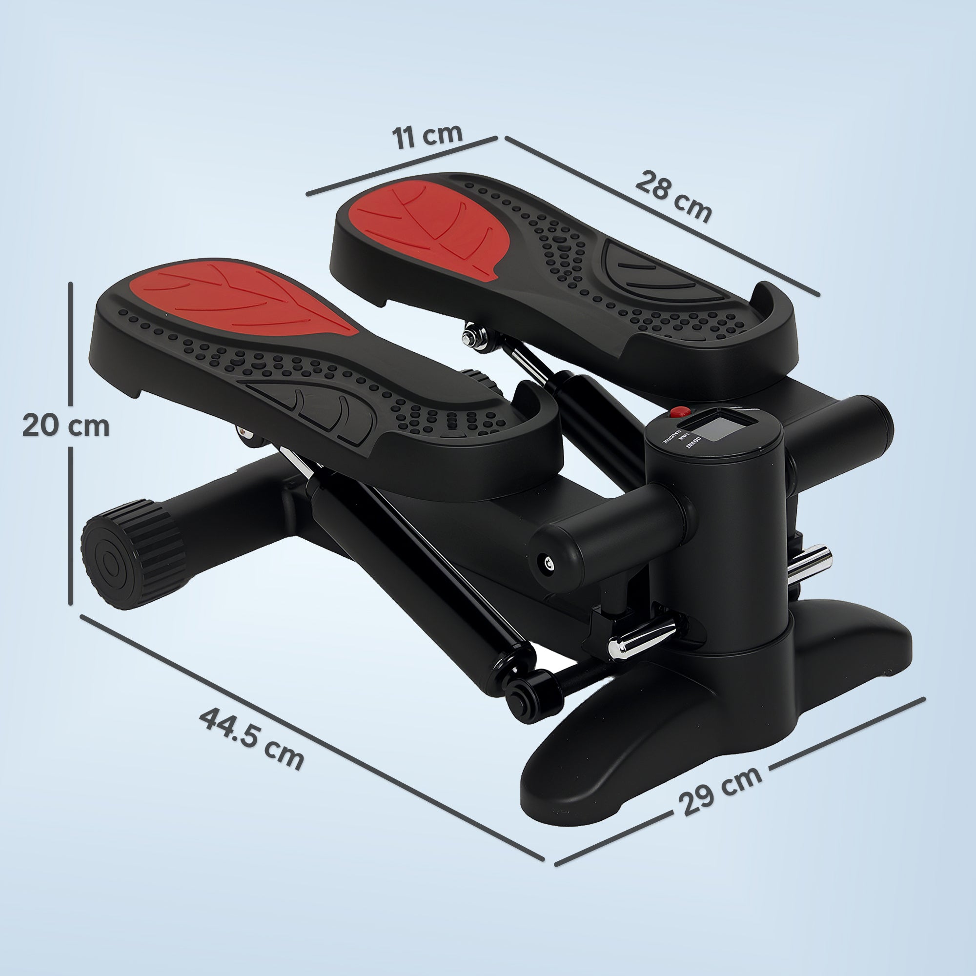 SPORTNOW Mini-Stepper, Kompaktes Stepper-Gerät für Workout, Fitness-Stepper mit LCD-Monitor und rutschfesten Pedalen, Schwarz