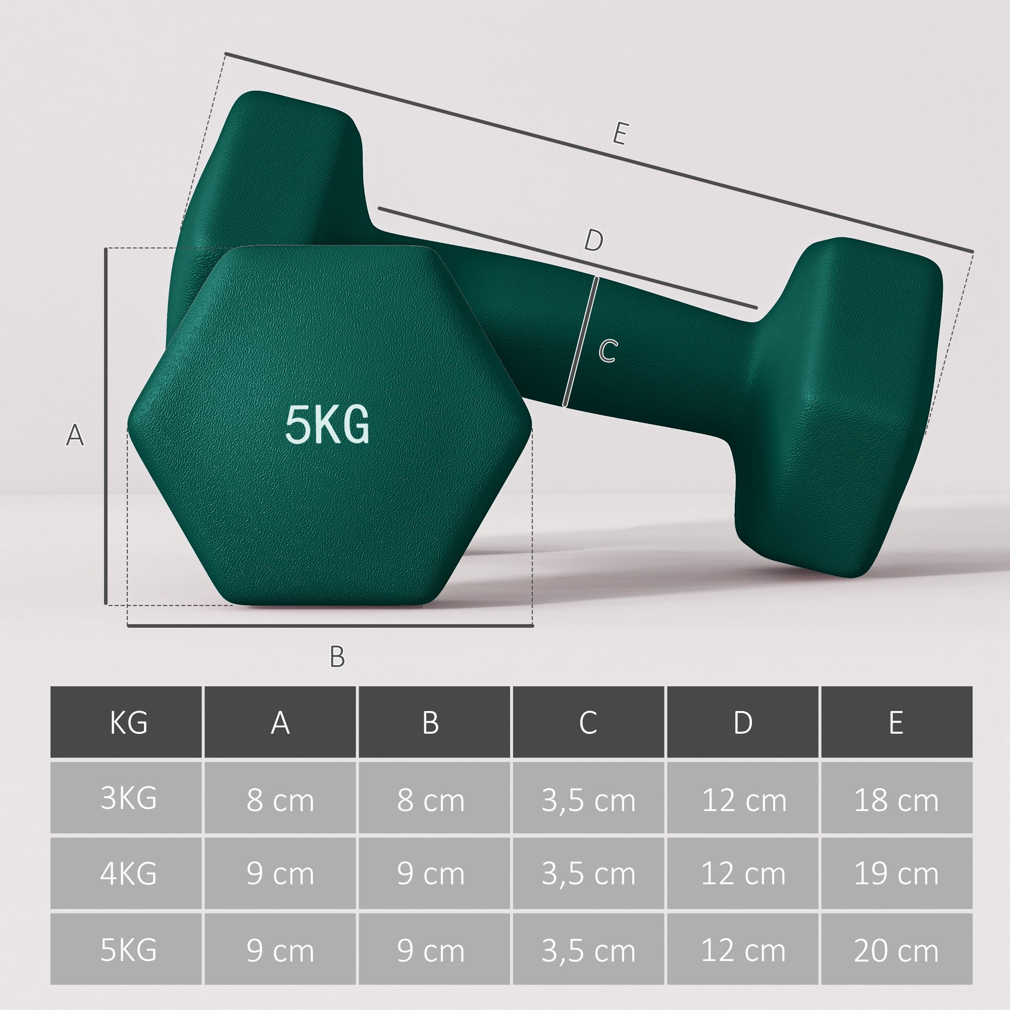 SPORTNOW Hantelset mit Aufbewahrungsgestell, Set mit 6 Hanteln für Fitness-Training, 2 x 3kg, 2 x 4kg, 2 x 5kg