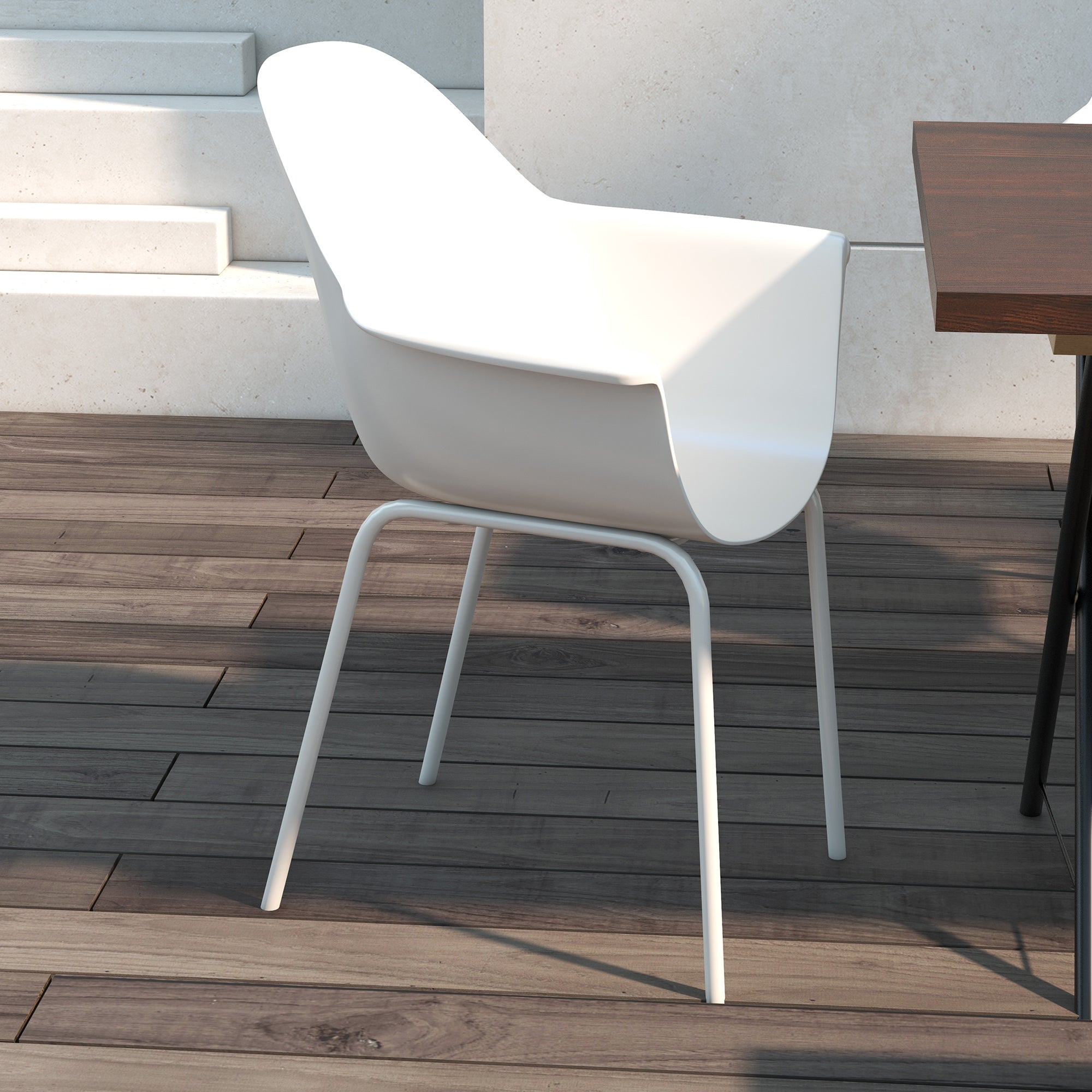Outsunny 4er-Set Gartenstühle Outdoorstühle Gartenstuhl, Moderns Design, 59 cm x 55 cm x 84 cm, Grau