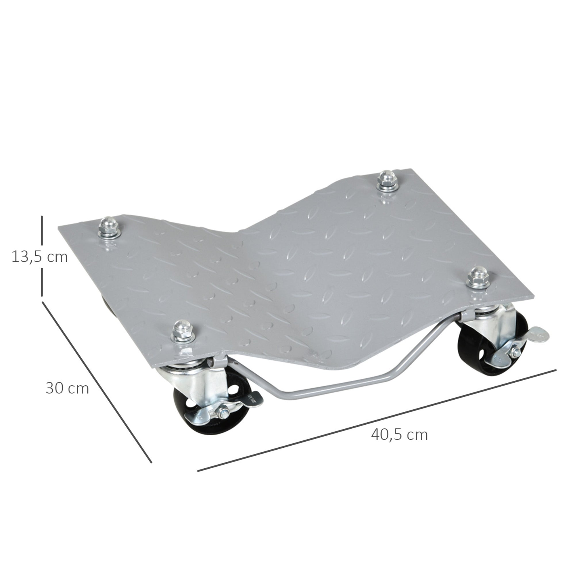 DURHAND Rangierheber 2 Stücke Rangierhilfe Reifenwechsel Wagenheber mit 4 Rollen für Auto PKW Grau 40,5L x 30B x 13,5H cm