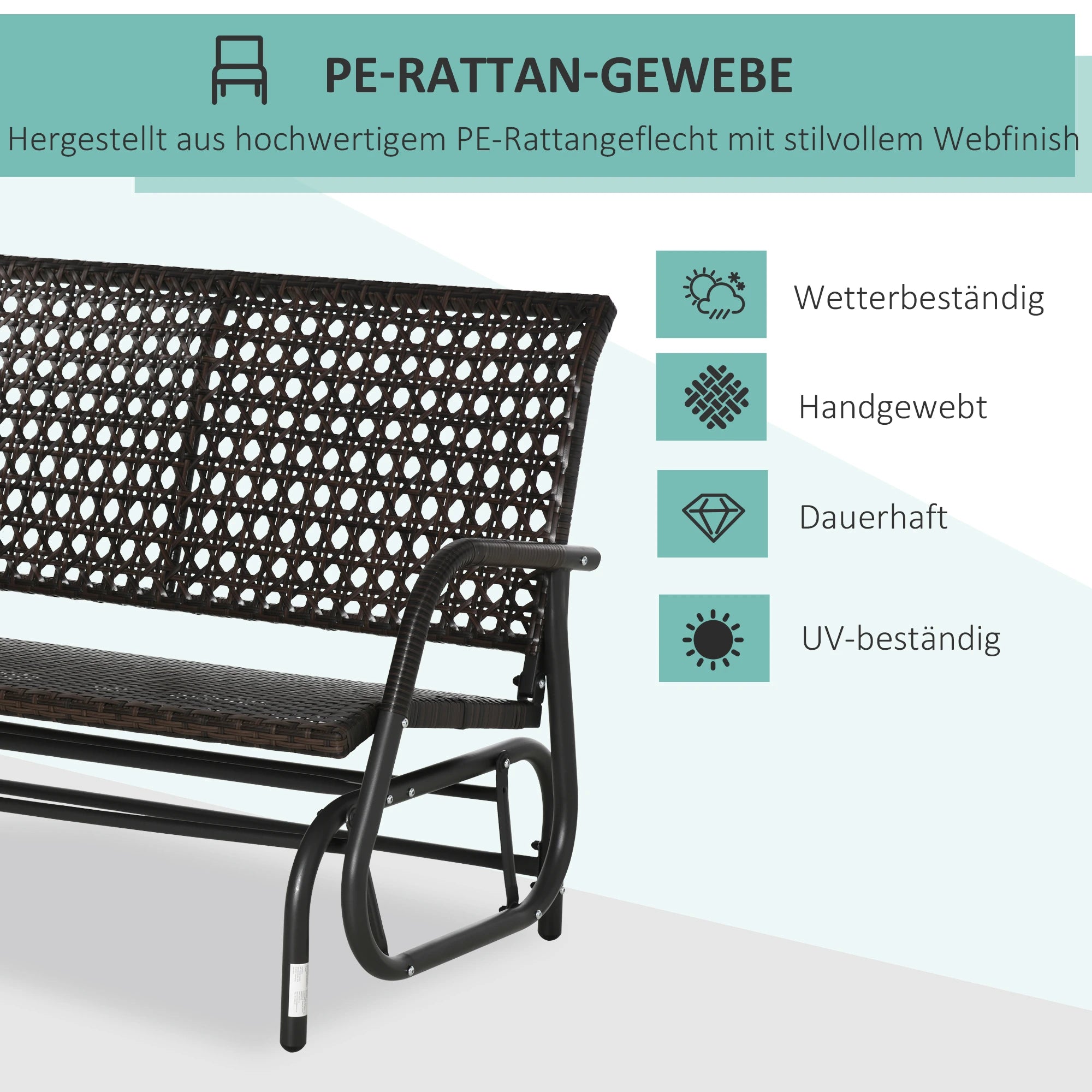 Outsunny Polyrattan Schaukelbank 2-Sitzer Braun