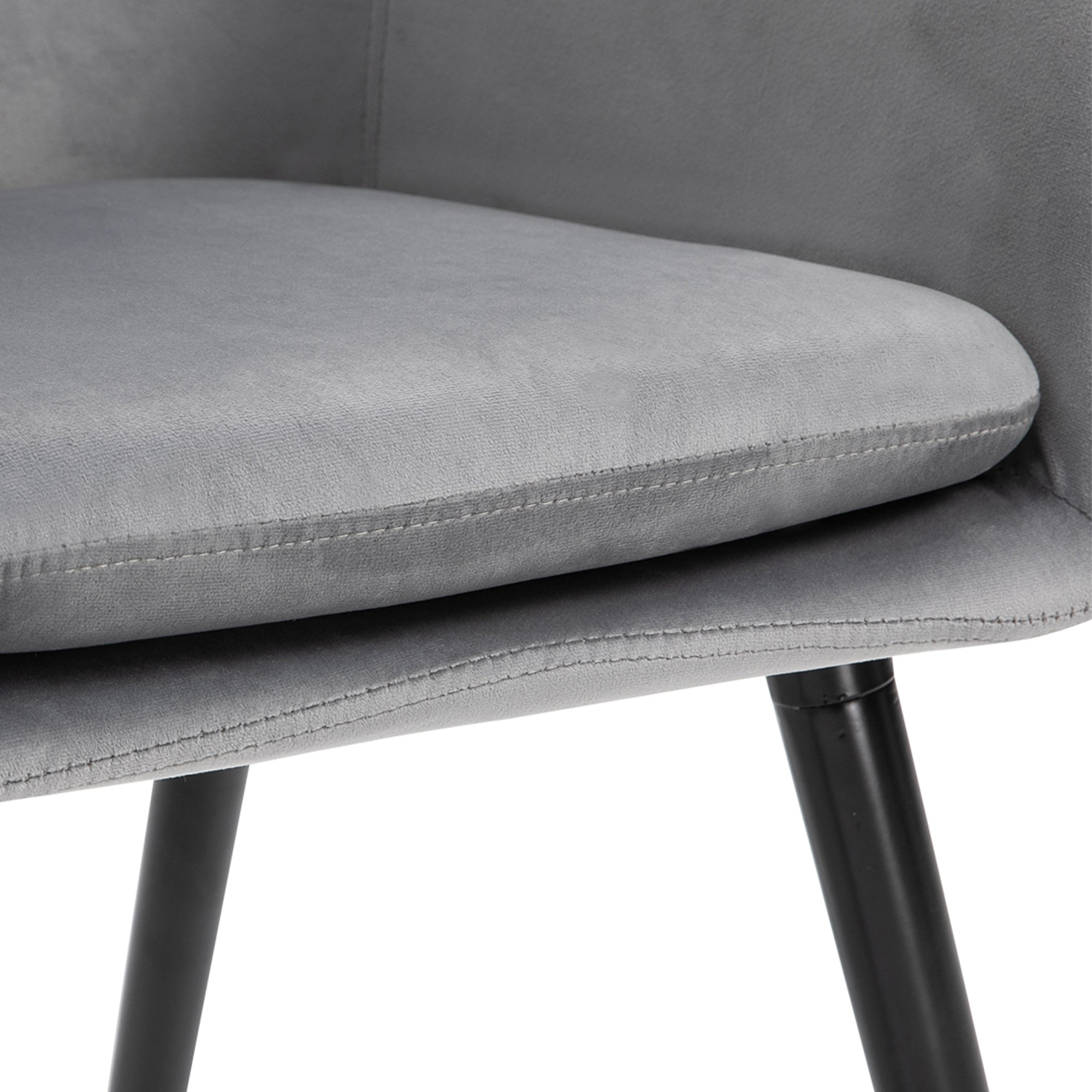 HOMCOM Esszimmerstühle in ansprechendem Design, Metallstruktur, Holzbeine, Grau, 120 kg belastbar