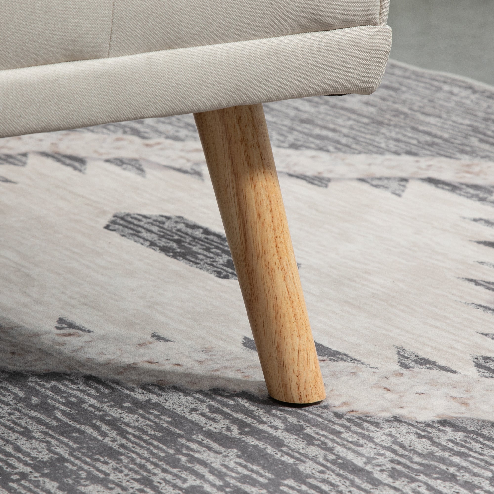 HOMCOM Schlafsofa 3-Sitzer, neigbare Rückenlehne mit Klapptisch, zwei Armpolster, Leinenoptik, beige, 181 x 77 x 78 cm