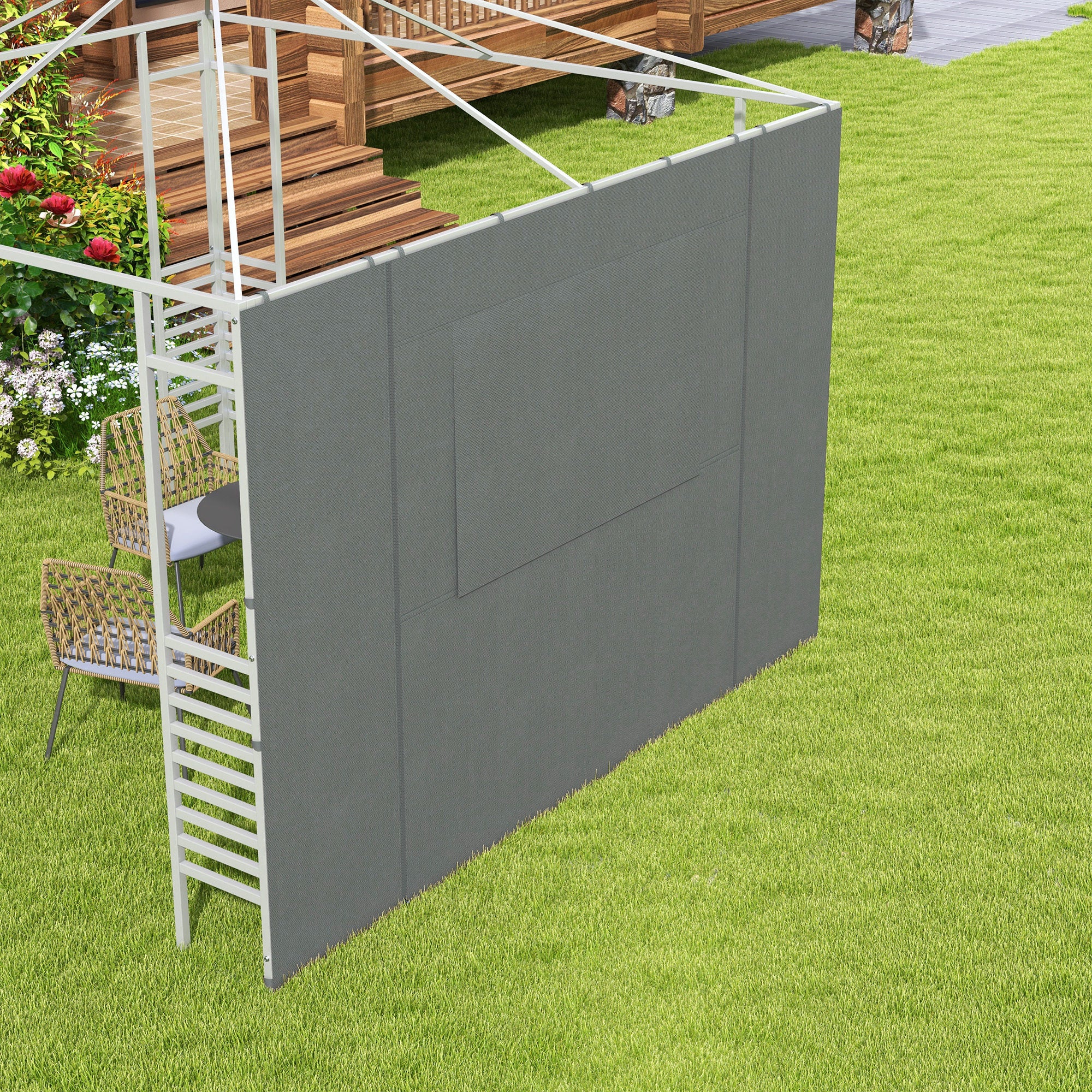 Outsunny Pavillon Seitenwand Seitenwand Partyzelt, wetterbeständig, 300 cm x 200 cm, Dunkelgrau