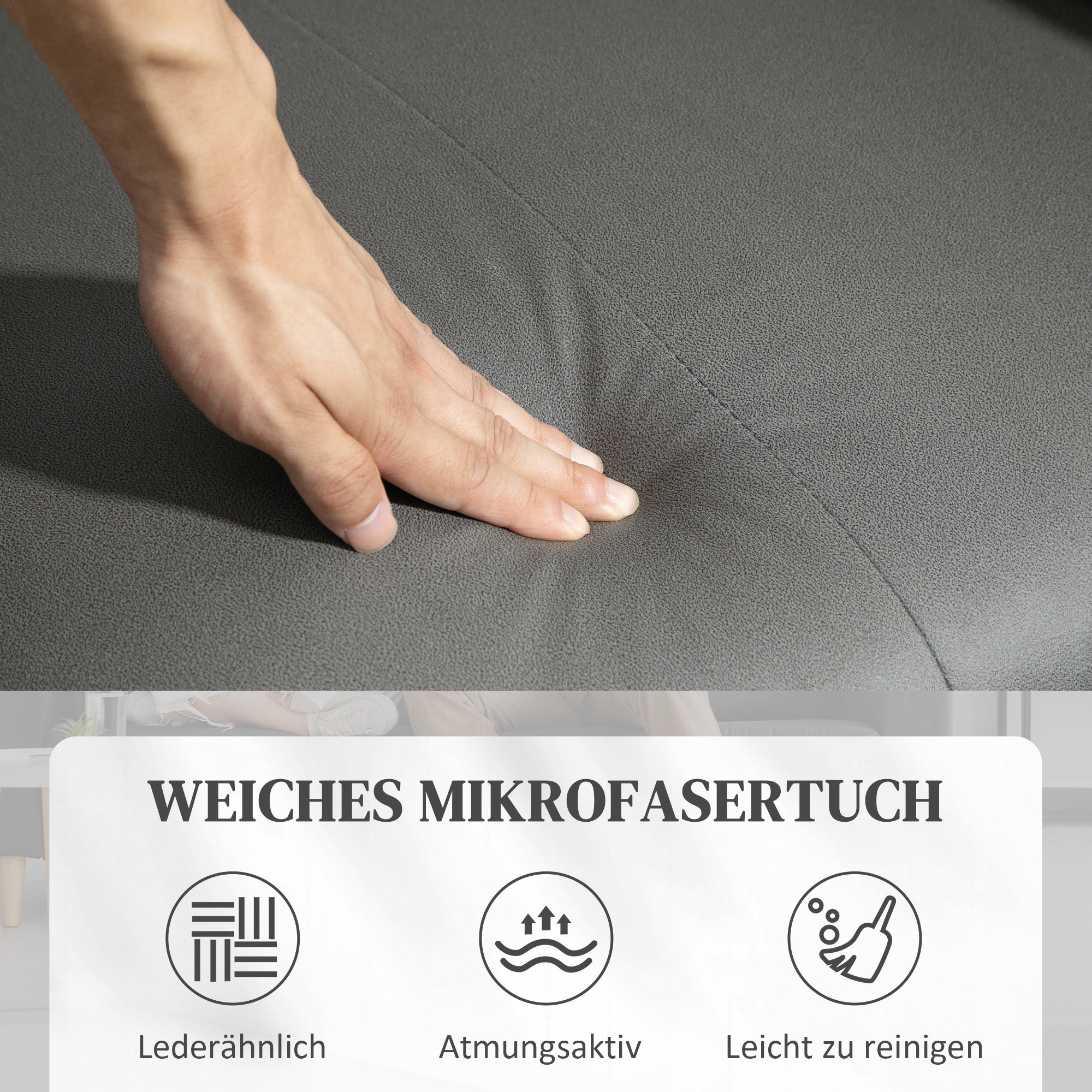 HOMCOM Liegesessel mit Taschenfederkernsitz und verstellbarer Fußstütze, Seitentaschen, für Wohnzimmer, Schlafzimmer, Hellgrau