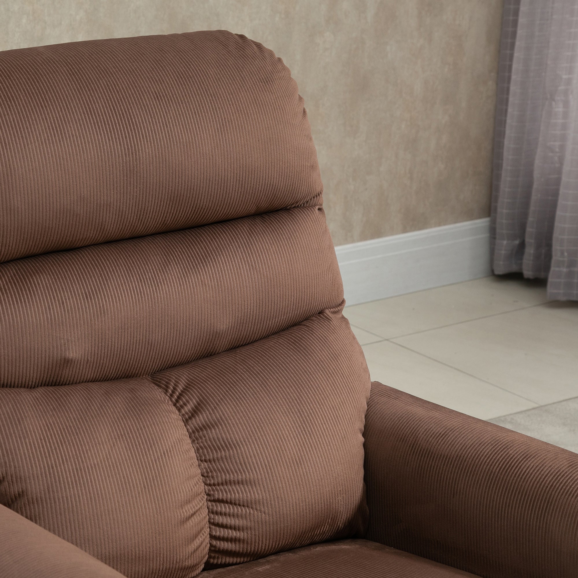 HOMCOM Fernsehsessel mit Aufstehhilfe Elektrisch, Massagesessel mit Liegefunktion und Wärmefunktion, Relaxsessel mit Fernbedienung und Seitentasche Verstellbar Polyester-Gewebe Braun