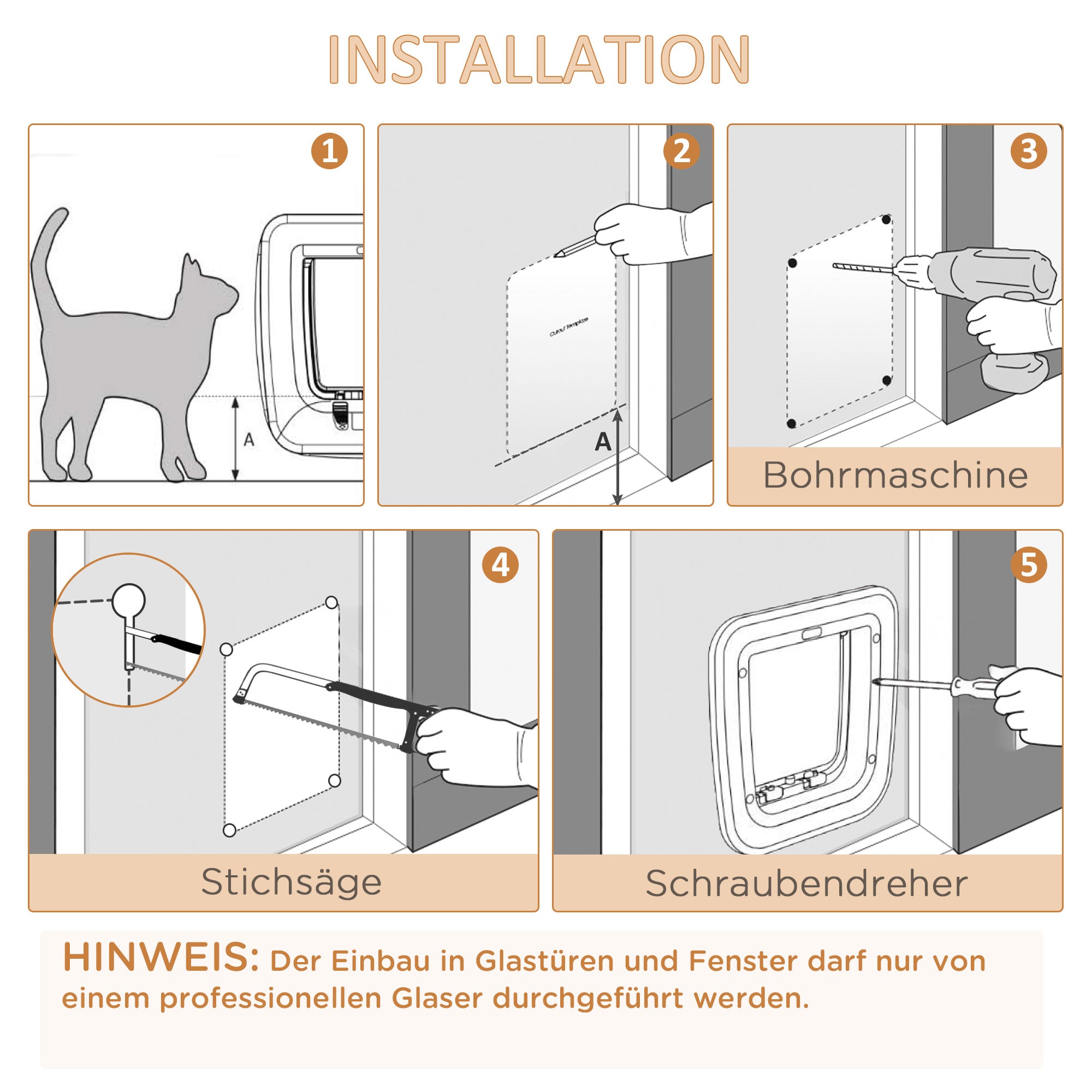 PawHut Katzenklappe Magnetische Katzentür mit 4 Verschluss-Optionen, Hundeklappe Haustierklappe für Katzen und kleine Hunde,