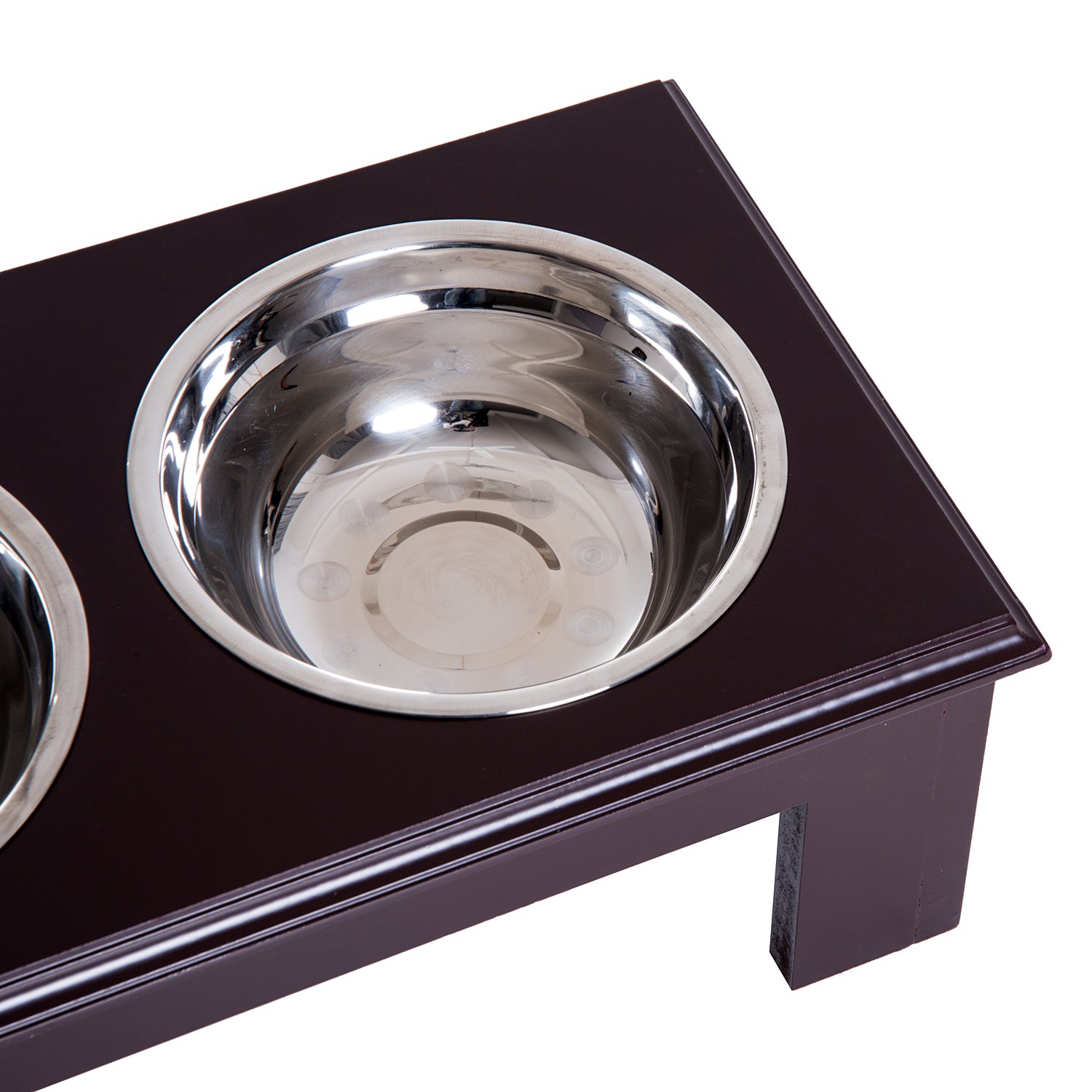 PawHut Erhöhter Hundenapf Futternapf mit 2 Näpfe Wassernapf 2 x 900ml Edelstahlnäpfen Fressnapf Futterstation Hundenäpfe für kleine Hunde Katzen Espresso