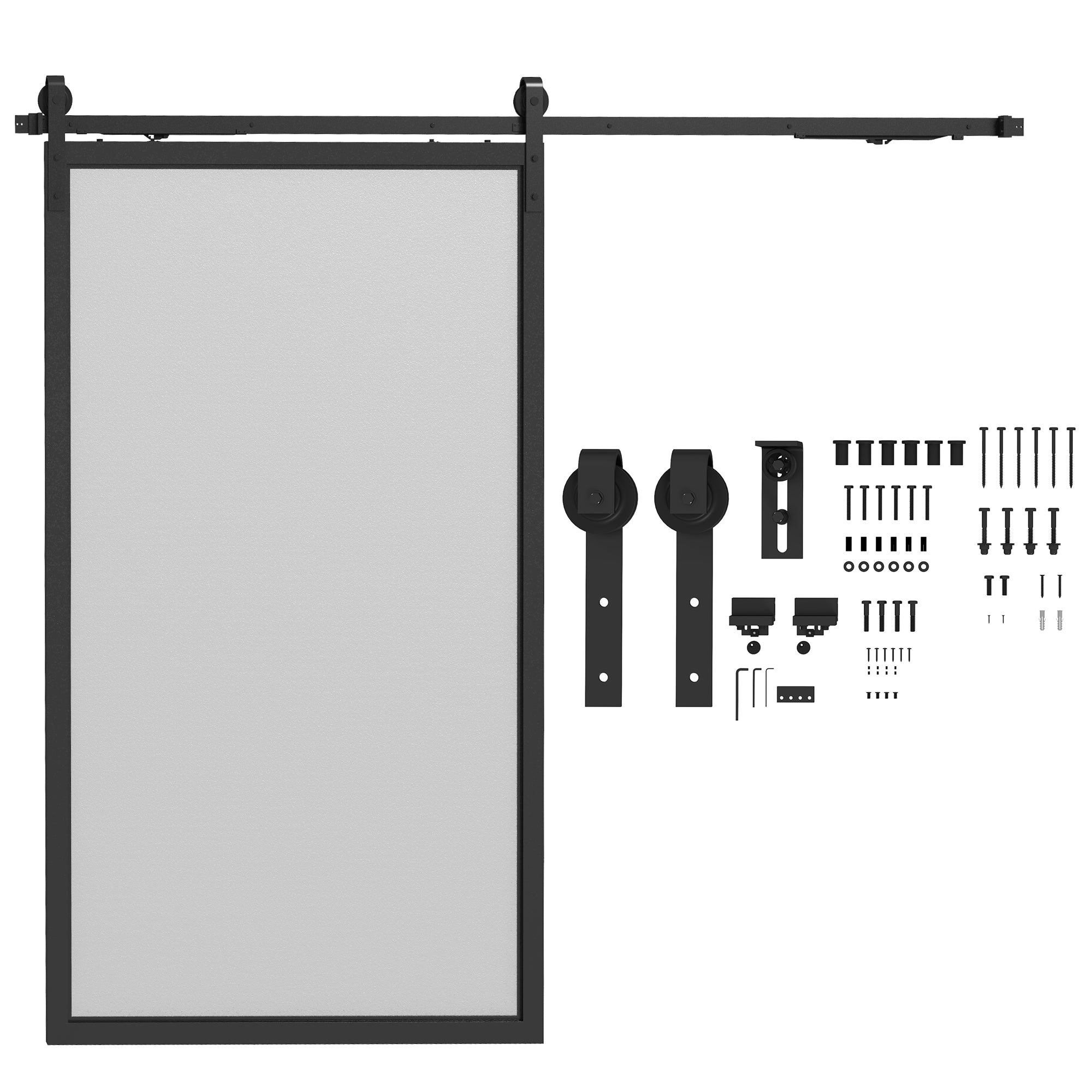 HOMCOM Schiebetür-Bausatz, leise & leichtgängig, für Holz- & Zementwände, 244cm, Stahl, Schwarz