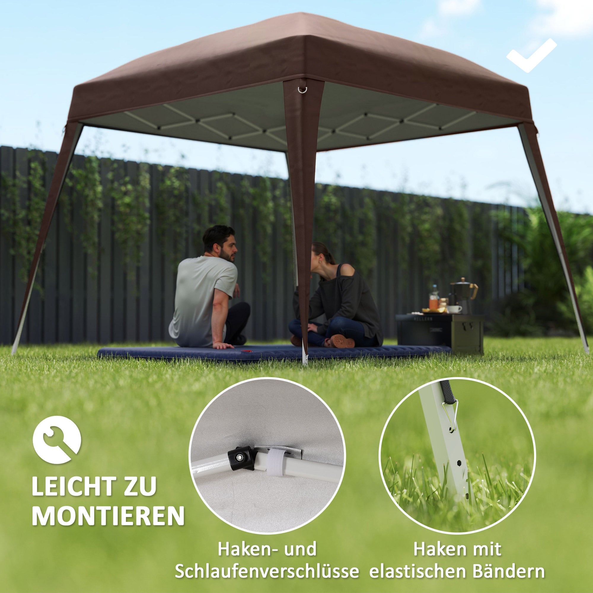 Outsunny Pavillon-Ersatzdach, Ersatzplane für 3 x 3 m Gartenpavillon, Gartenzeltdach-Ersatz, UPF50+, Oxford-Stoff, Kaffee