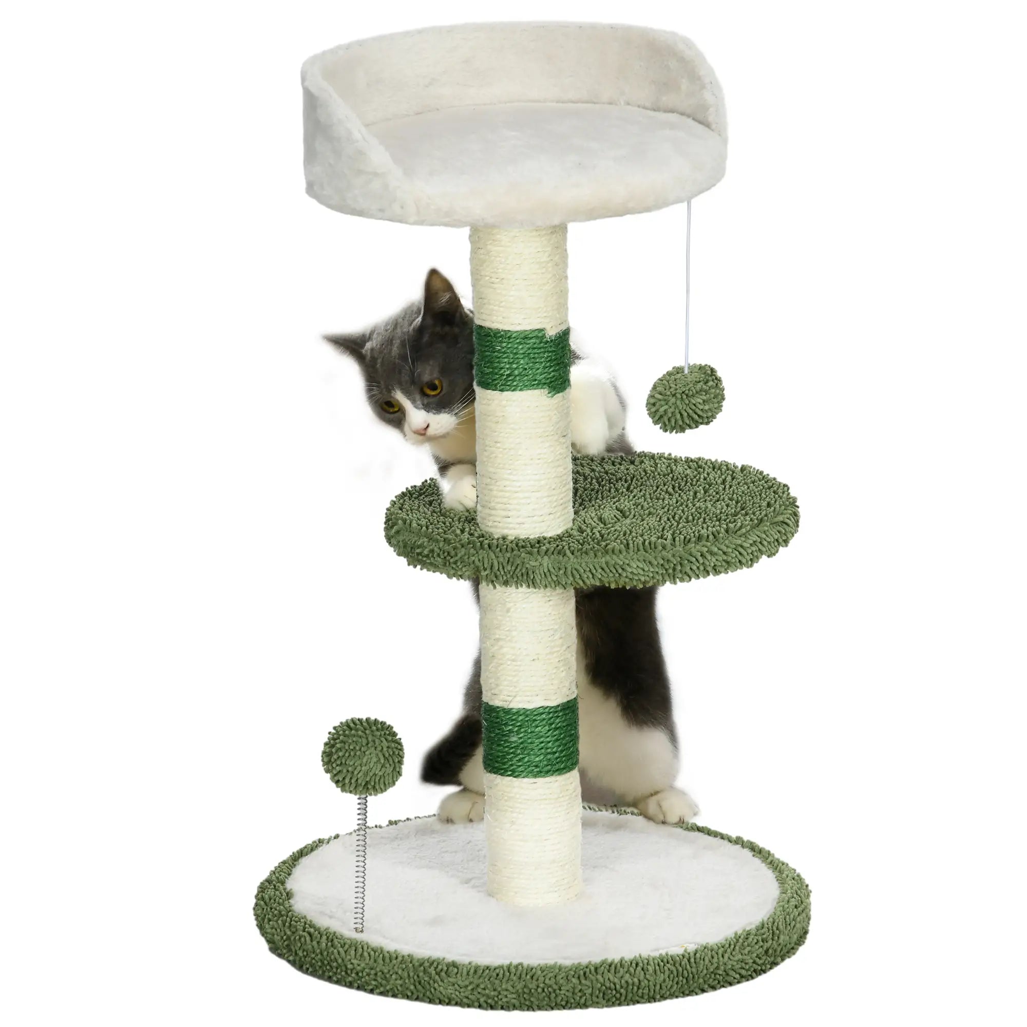 PawHut Kratzbaum 64?cm Grün mit Liegefläche & Spielball