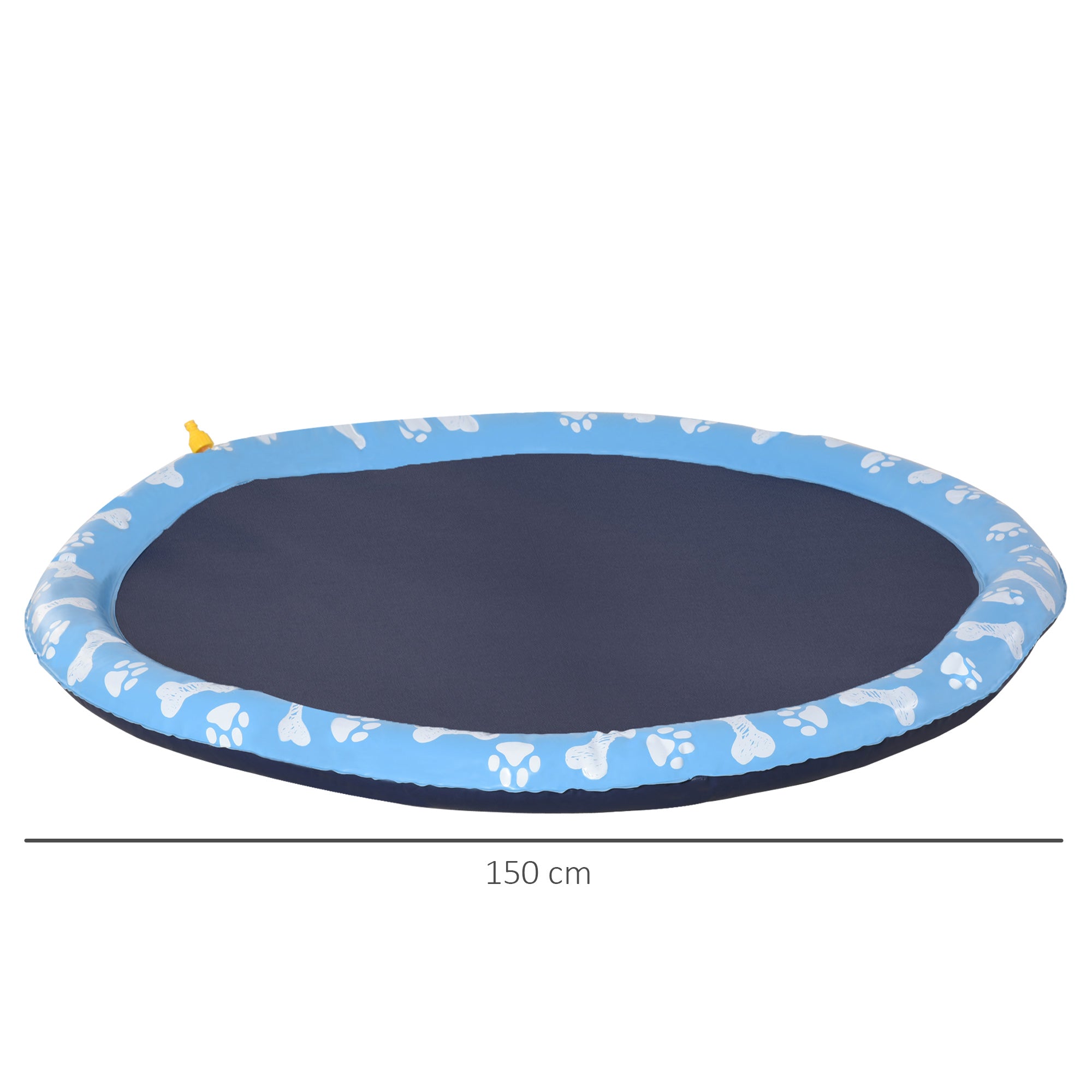 PawHut Hundepool, Planschbecken, mit Wasserdüse, rund, rutschfest, blau, Ø150 cm