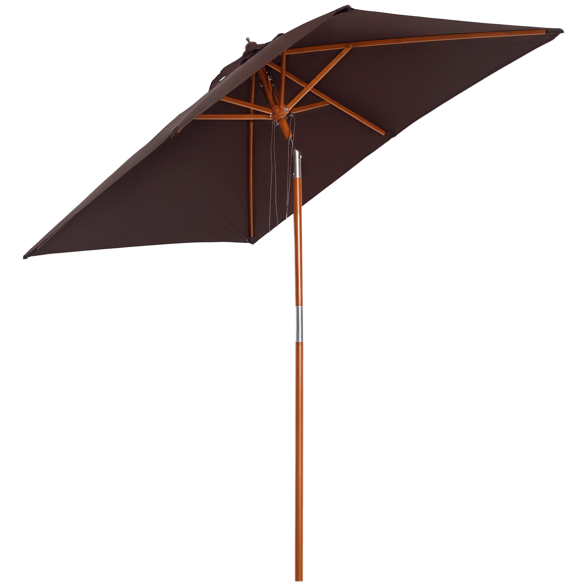 Outsunny Sonnenschirm 200 x 150 x 235 cm Knickbarer Gartenschirm 3-stufig einstellbar rechteckig Strandschirm wasserabweisend und UV-beständig für Strand Balkon Terrasse Garten Kaffee