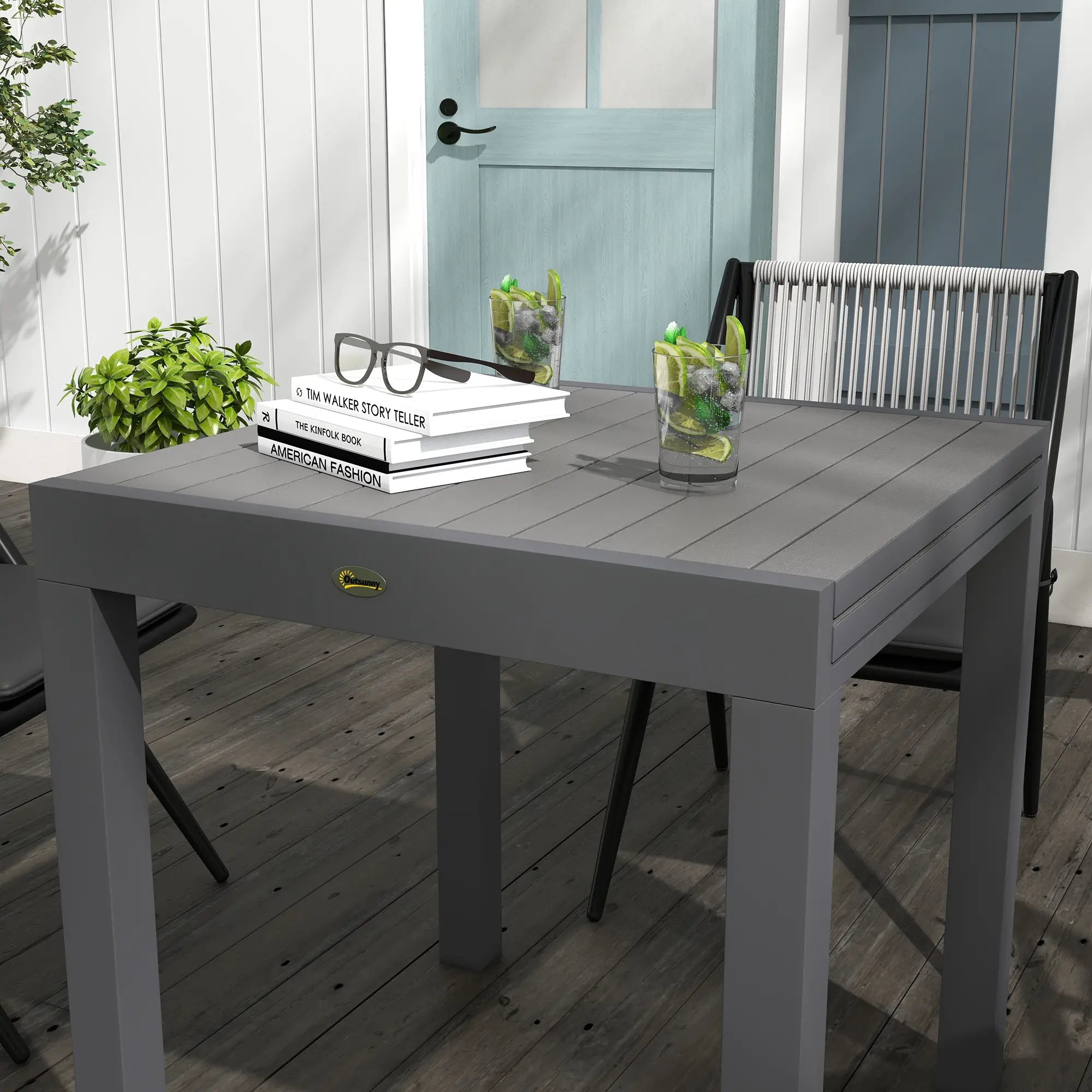 Outsunny Gartentisch 81/162×80?cm Grau