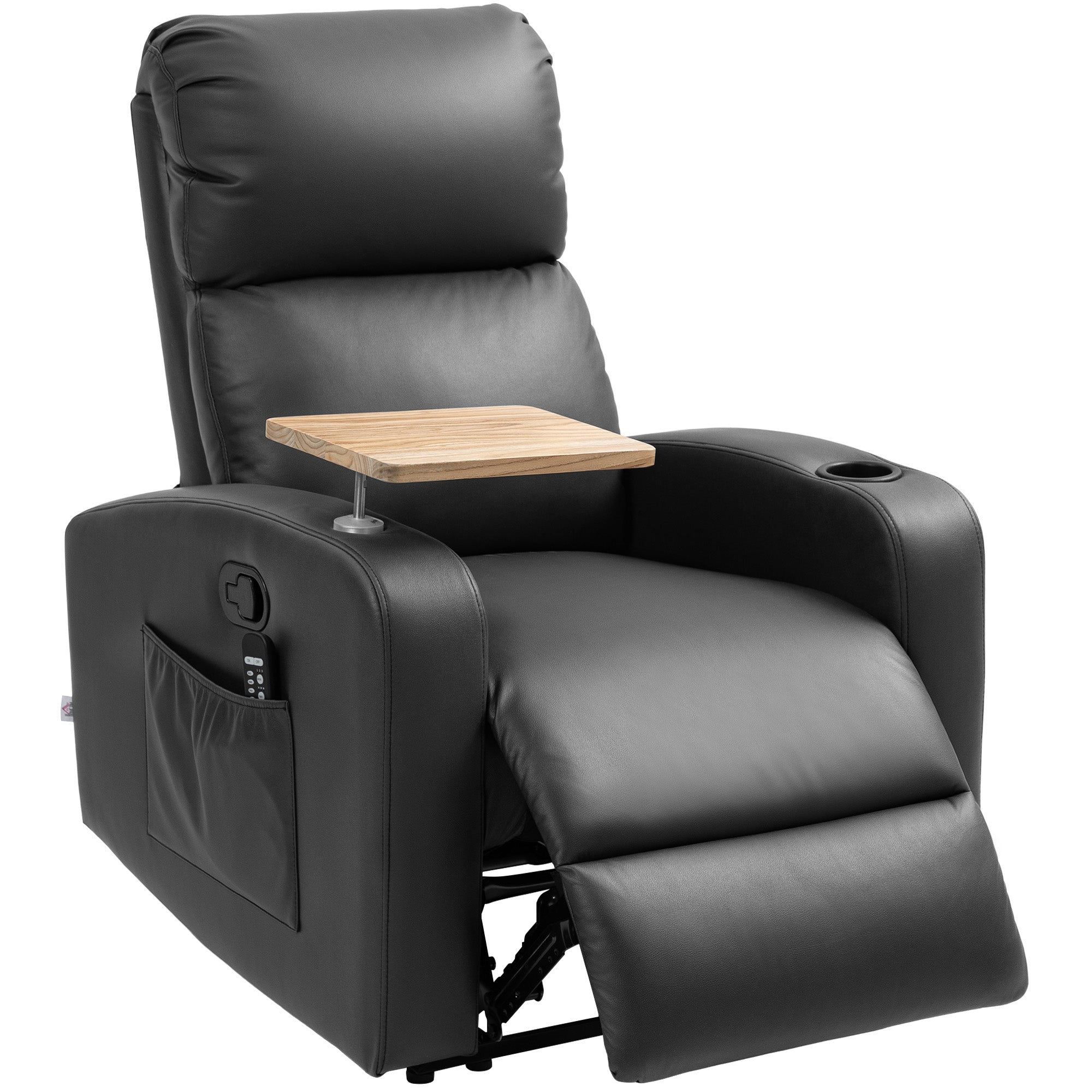 HOMCOM Massagesessel Relaxsessel Liegesessel, 1 Klapptisch, 1 Fußstütze; 77 cm x 93 cm x 105 cm, Schwarz