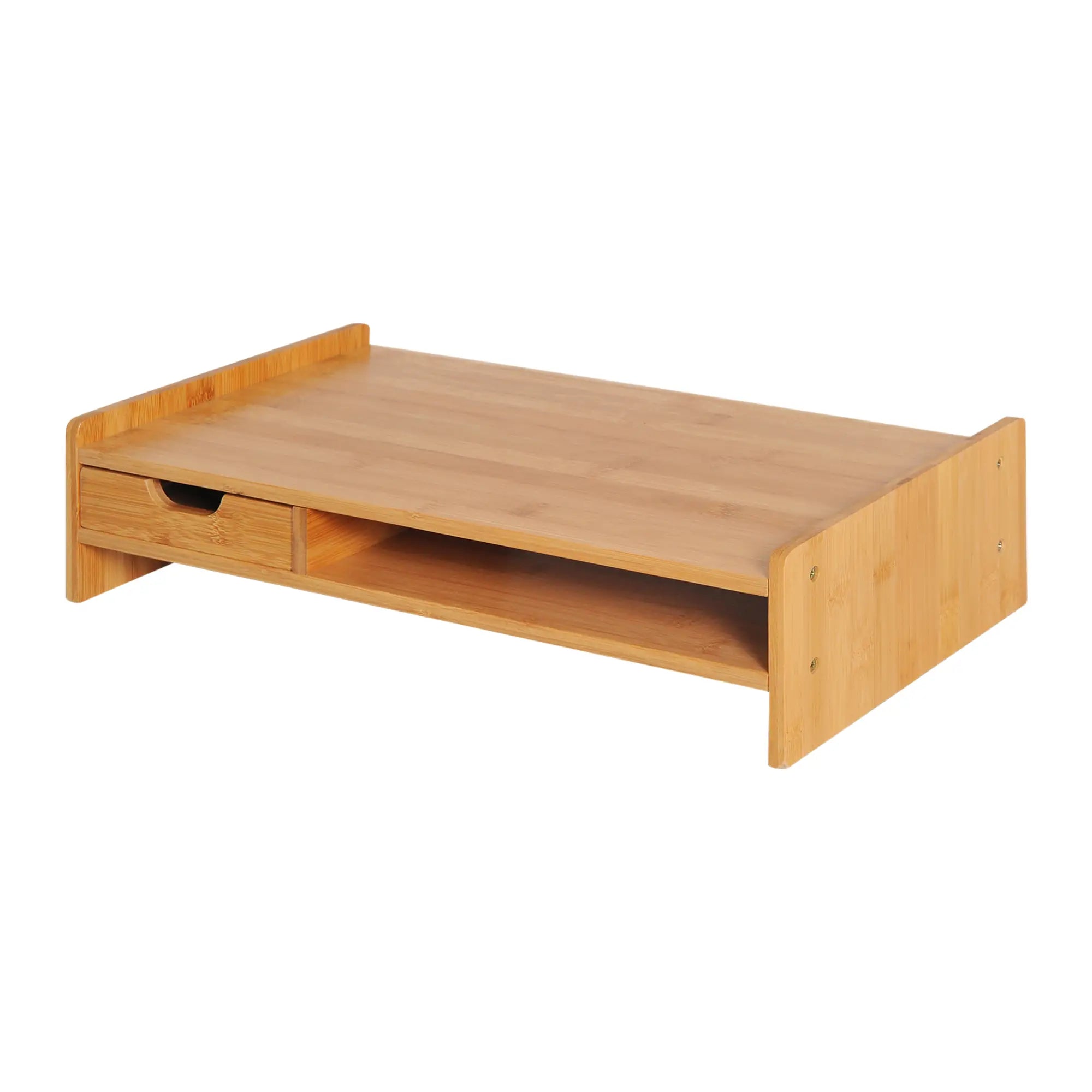 HOMCOM Monitorständer Schreibtisch Organizer mit Schublade Bambus