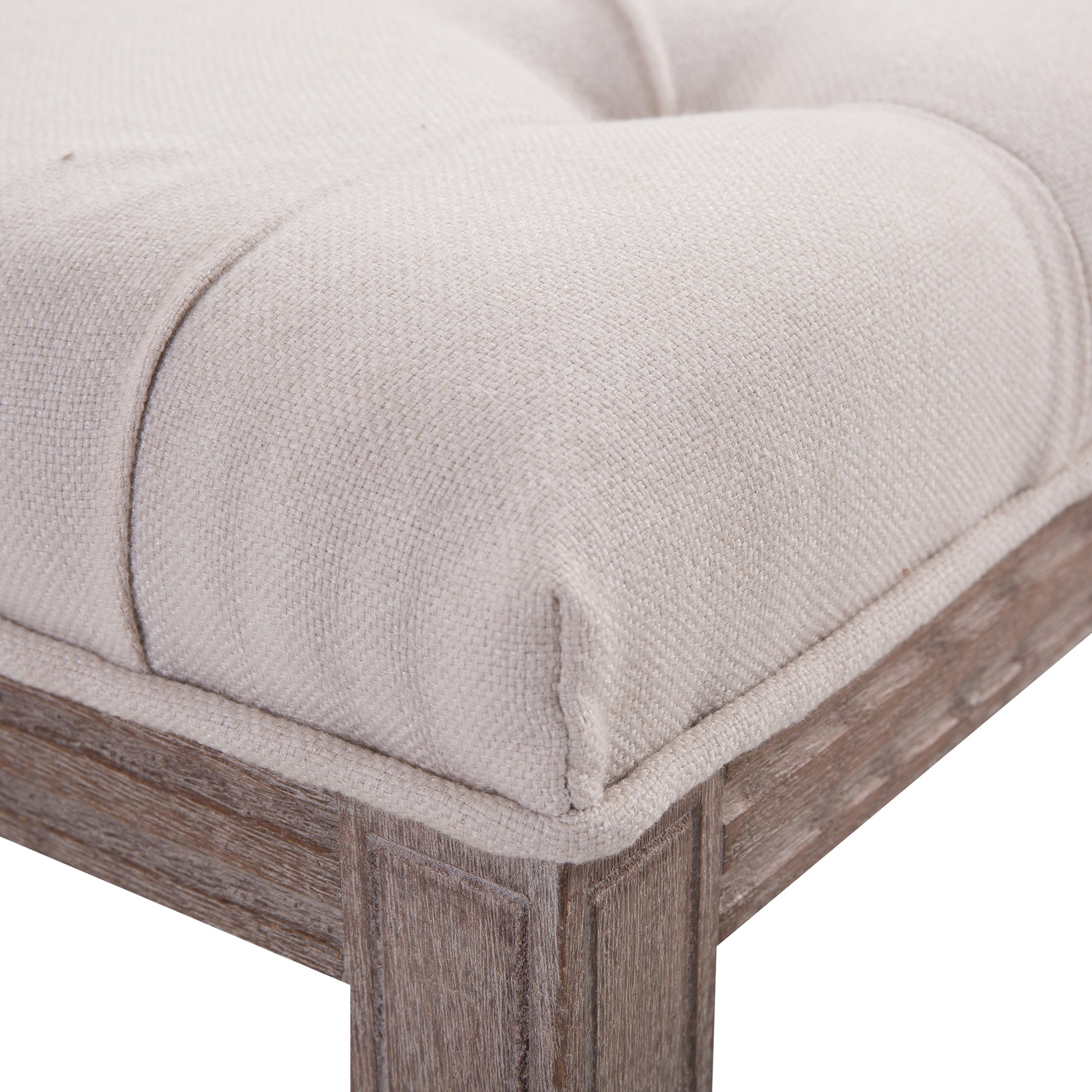 HOMCOM Polsterbank Sitzbank Lounge Sitzhocker Vintage Retro mit Knöpfen Leinen + Holz beige 142 x 47 x 51 cm