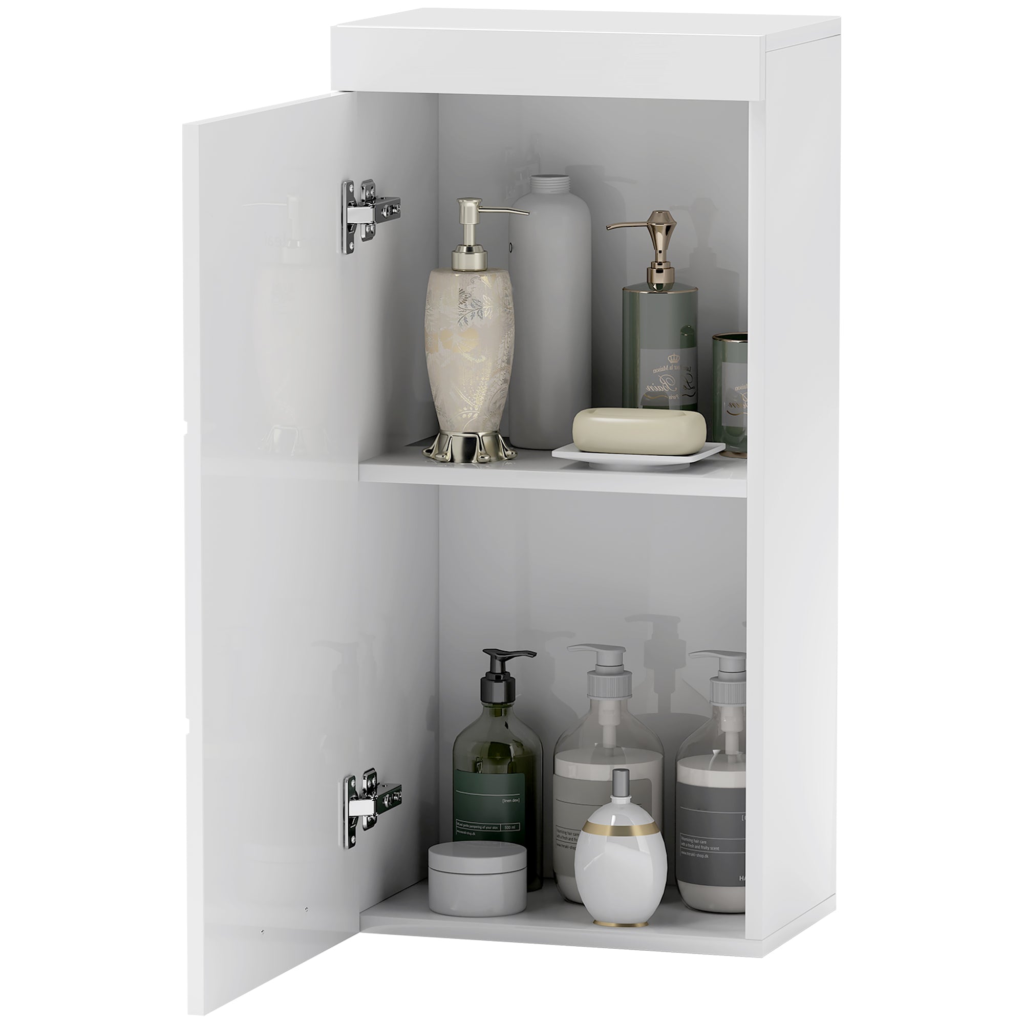 HOMCOM Zweistufiger Badezimmerschrank, Badkommode, wandmontiert, Spanplatte, MDF, Weiß