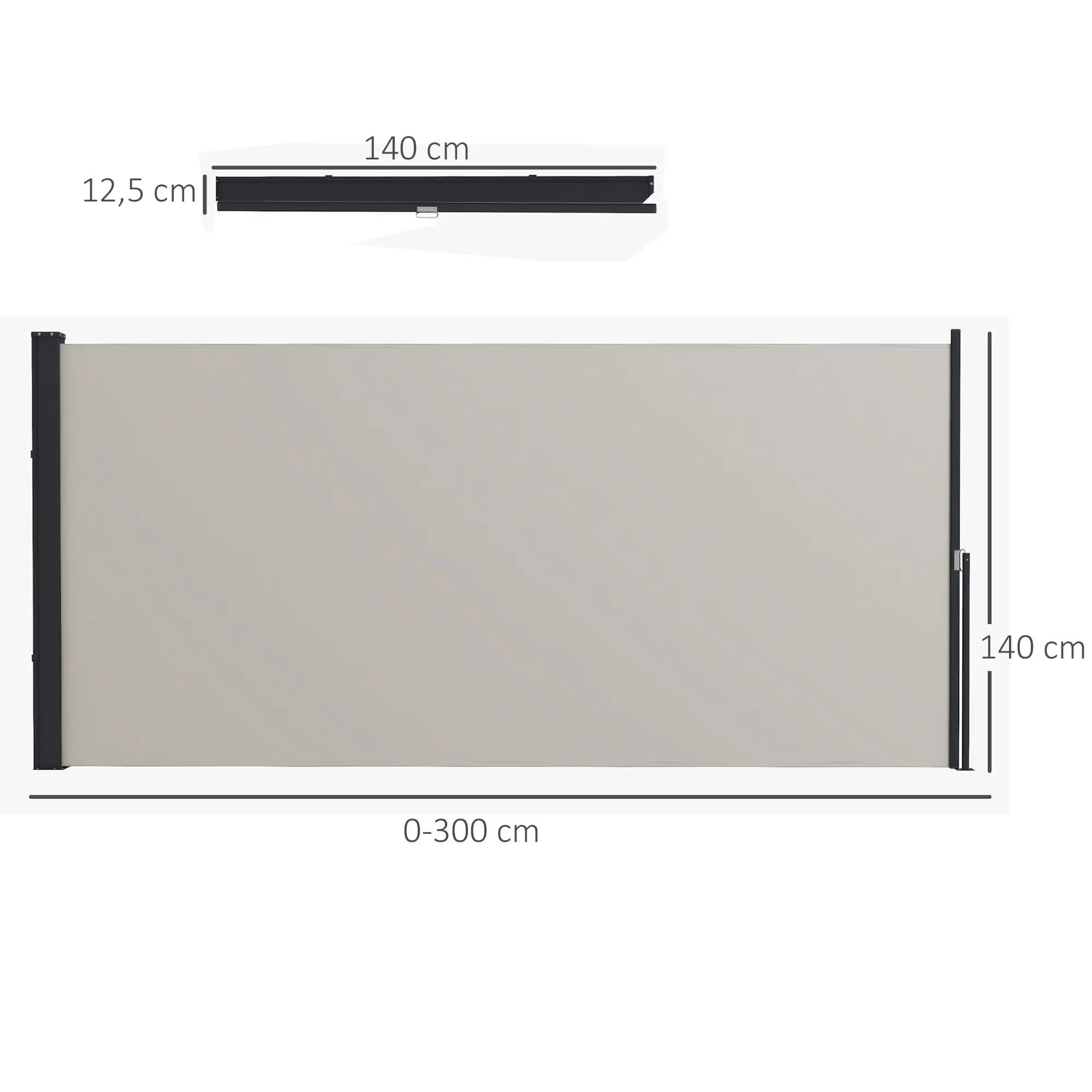 Outsunny Seitenmarkise 300×140 cm Hellgrau