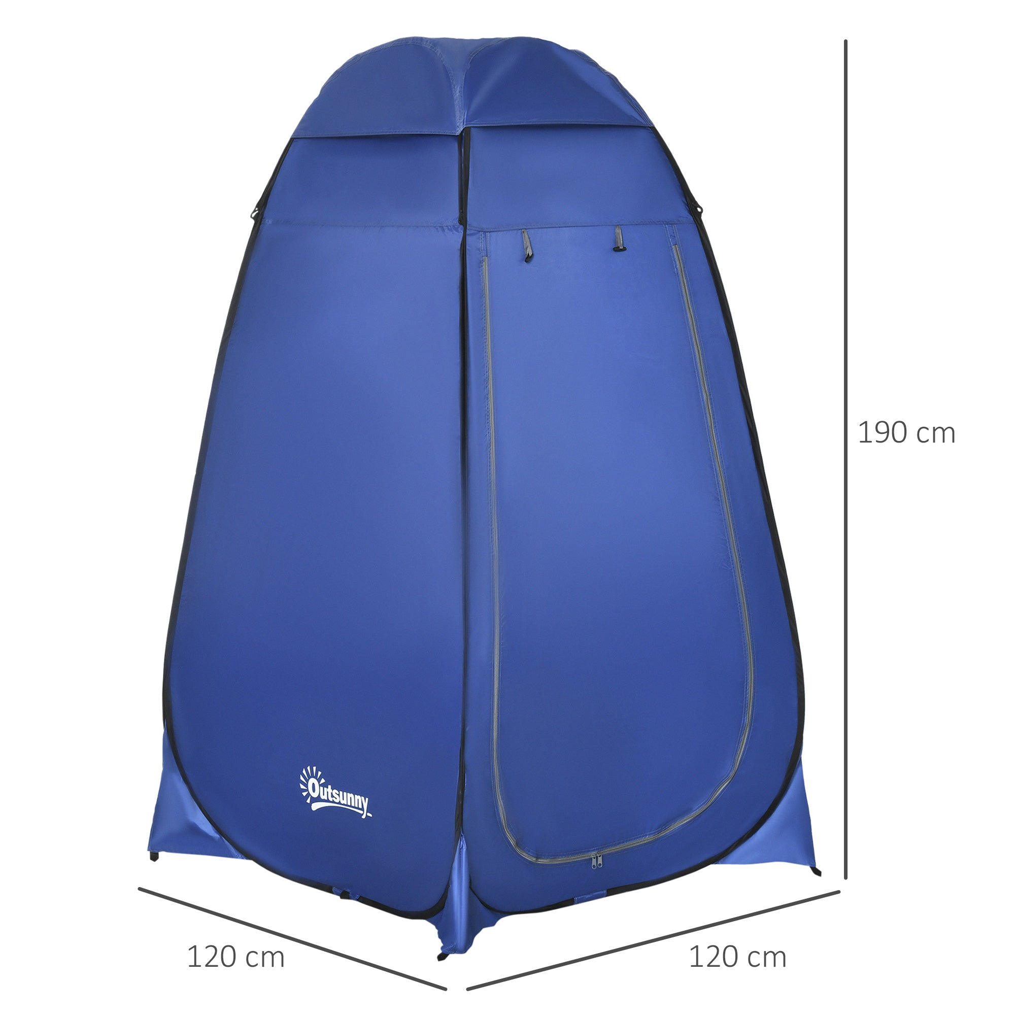 Outsunny Pop-up toilettent, mobiele campingdouchetent, omkleedtent met binnenvak, douchecabine, kleedcabine, waterproof, polyester, donkerblauw, 120 x 120 x 190 cm