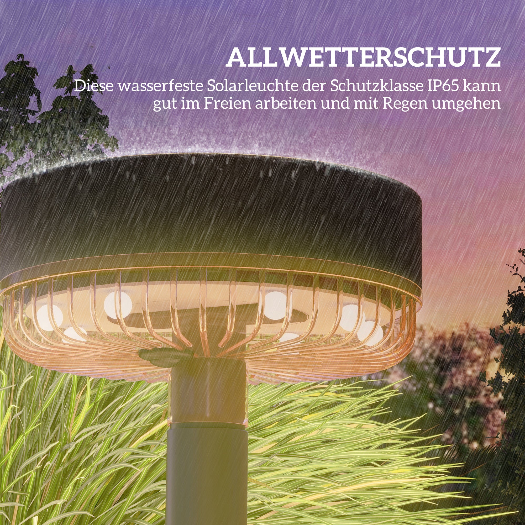 Outsunny Solar Gartenleuchten, wasserdicht, Warmweiß LED, 10-12h Betriebszeit, Schwarz