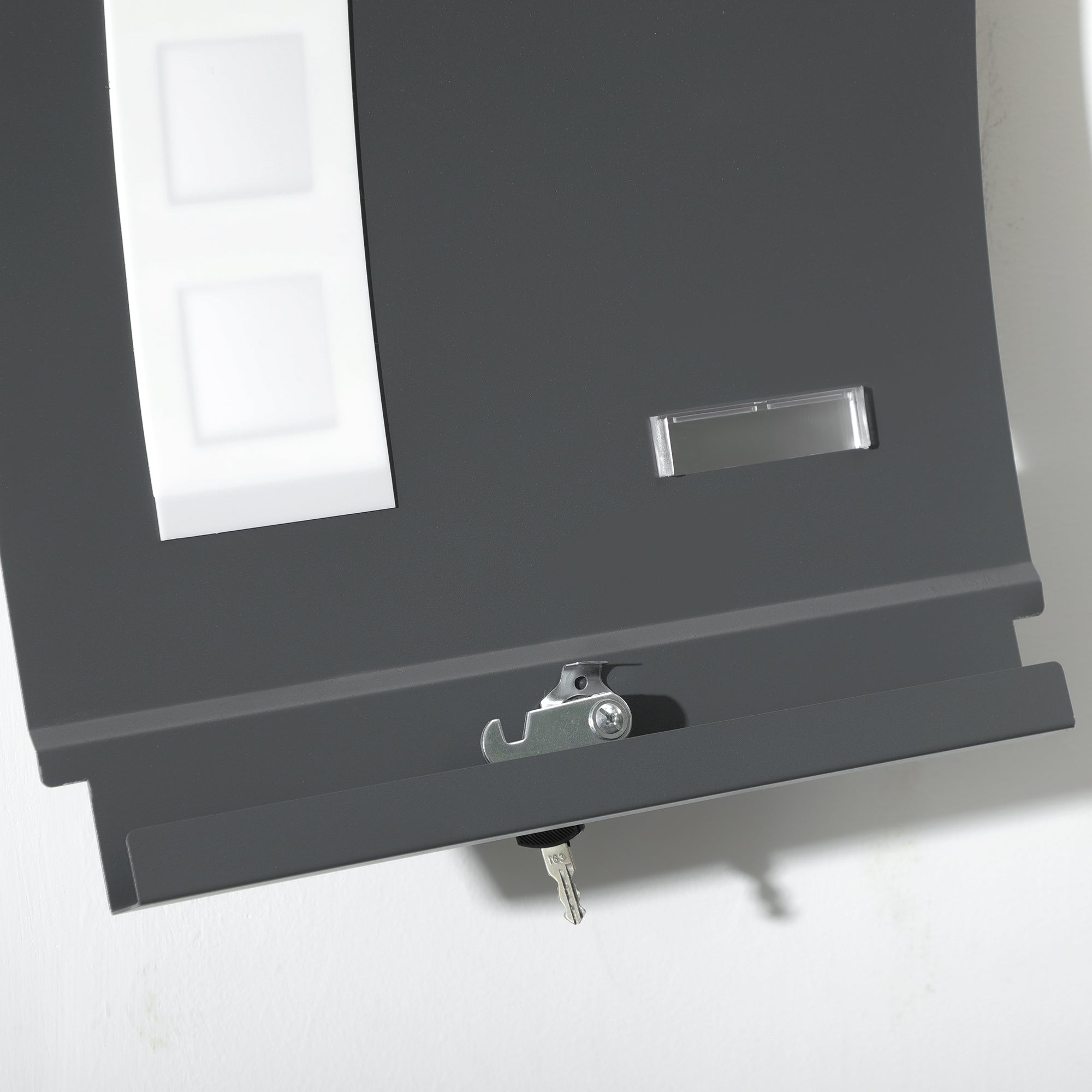 HOMCOM Briefkasten mit Schloss, verzinkter Stahl, 30 cm langer Postschlitz, Grau