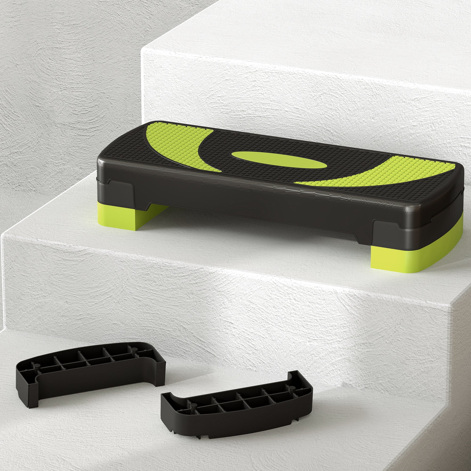 HOMCOM Aerobic-Stepper, höhenverstellbar, für Indoor und Outdoor, Belastbarkeit bis 150 kg, 80 x 31 x 10-20 cm, Grün
