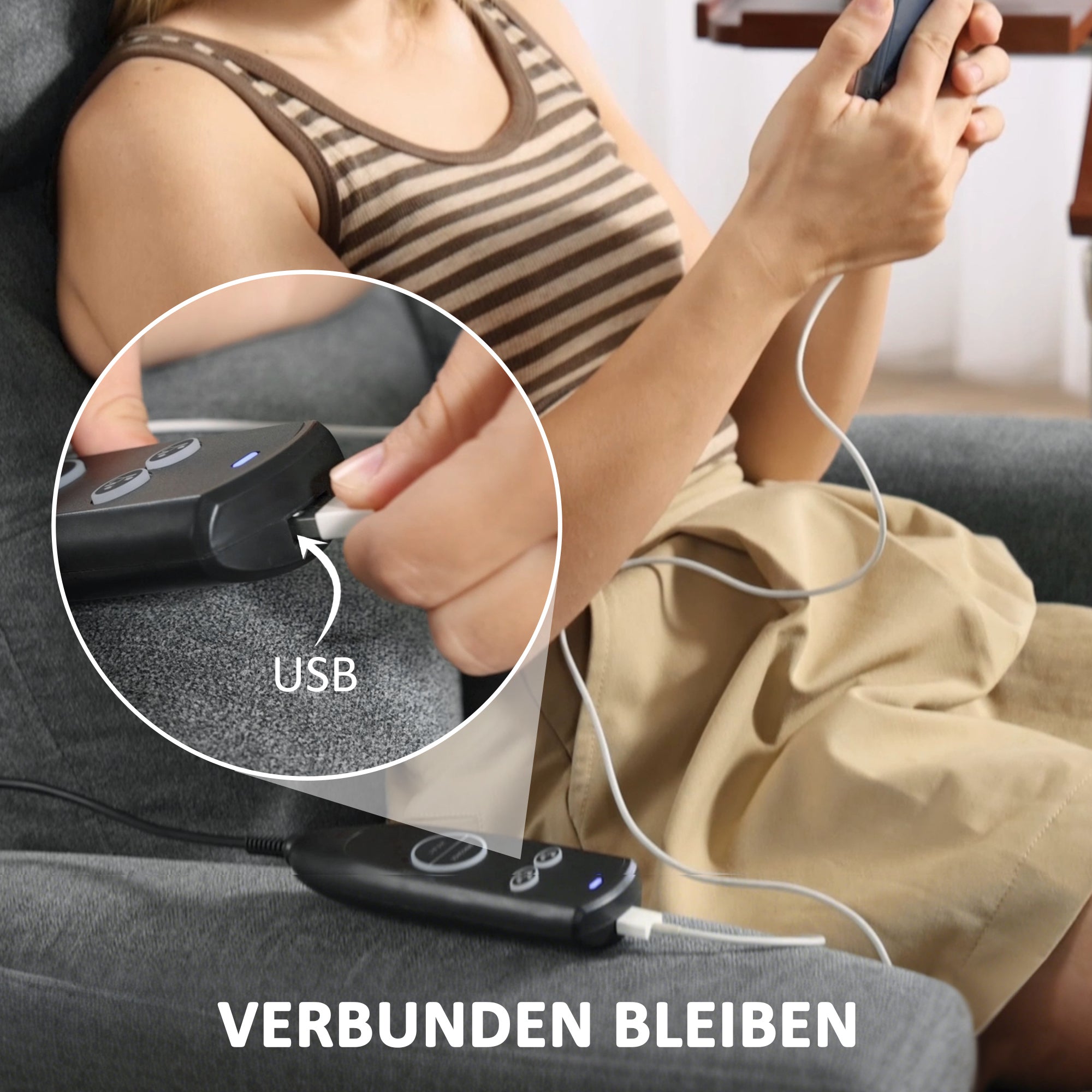 HOMCOM Massagesessel mit Fernbedienung, 8 Massagepunkte, Lendenheizung, USB-Anschluss, Seitentasche, Polstersessel, Grau