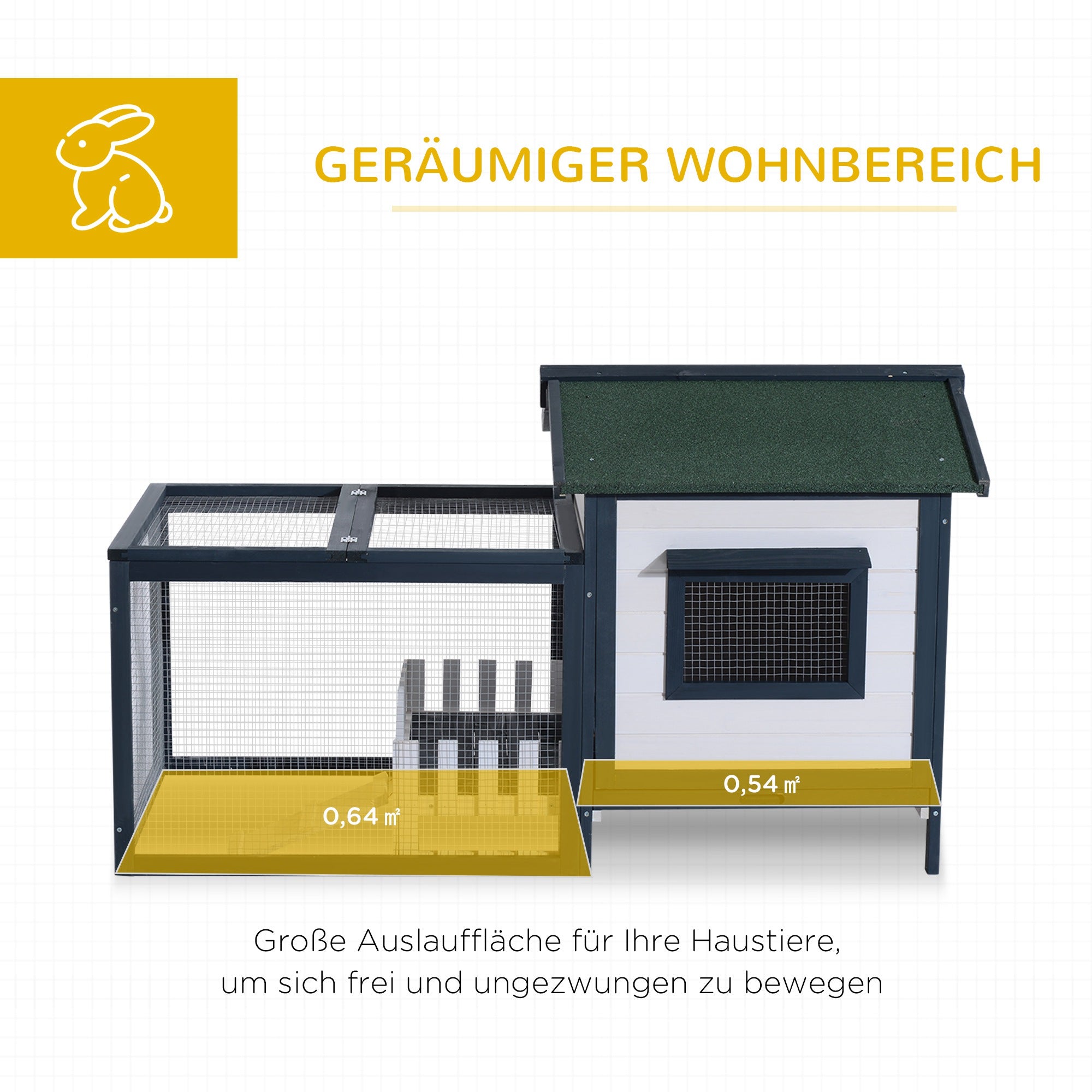 PawHut Kleintierstall mit Freigehege wetterbeständig Tannenholz Grün + Weiß