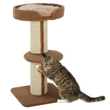 PawHut Kratzbaum 91 cm Katzenturm mit Sisalstämme, Plattform, Kissen mehrstöckiger Katzenkratzbaum, Kletterbaum, für mittelgroße Katzen, Hellbraun, 45cm x 45cm x 91cm