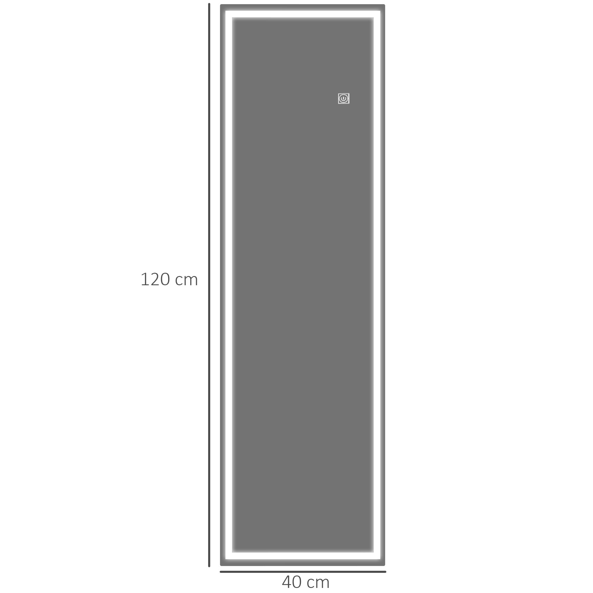 HOMCOM Ganzkörperspiegel mit LED, dimmbar, Touchsensor, Speicherfunktion, silber, 40x120 cm