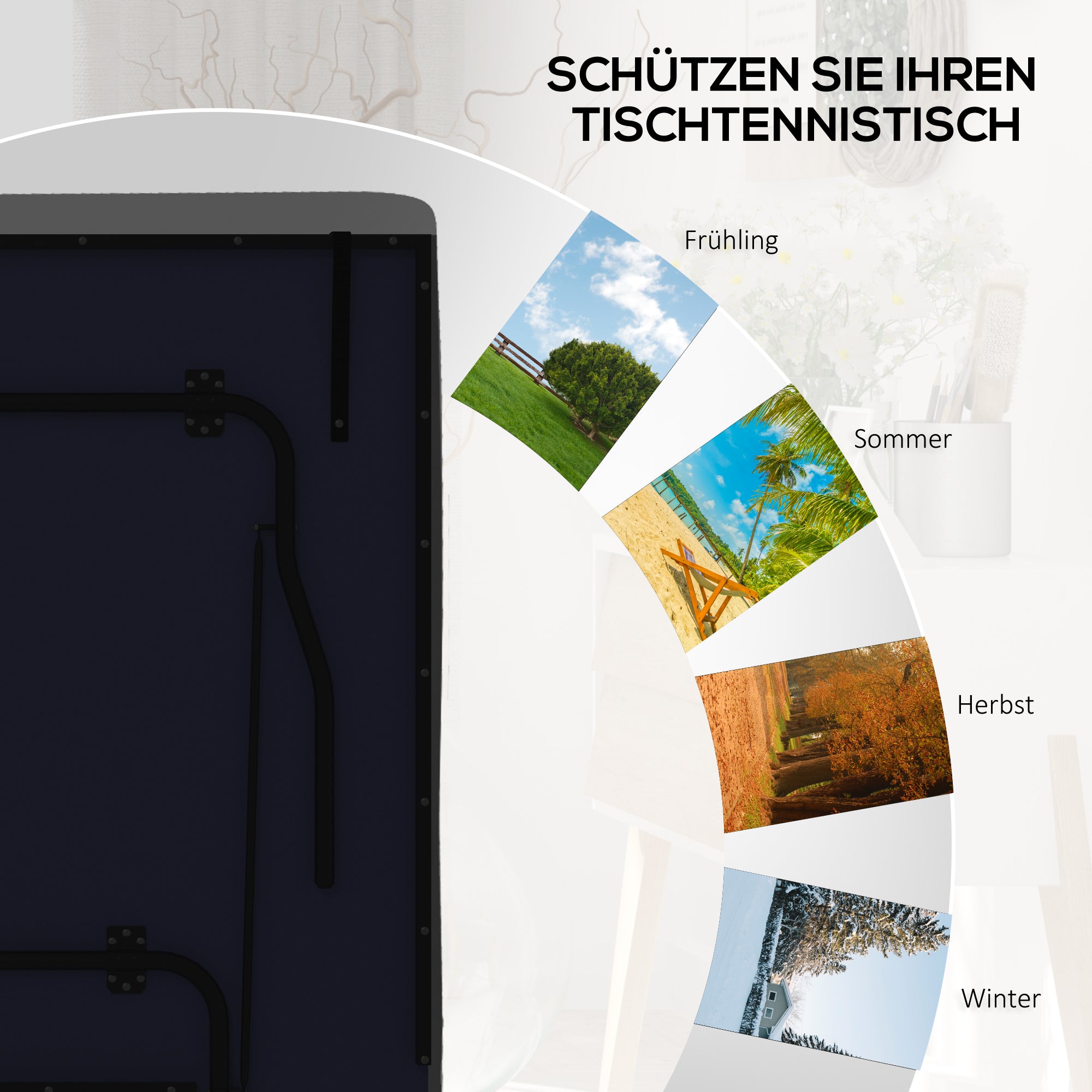 SPORTNOW Abdeckung für Tischtennistisch, wasserdicht, UV-beständig, 275L x 153B x 5H cm, Schwarz