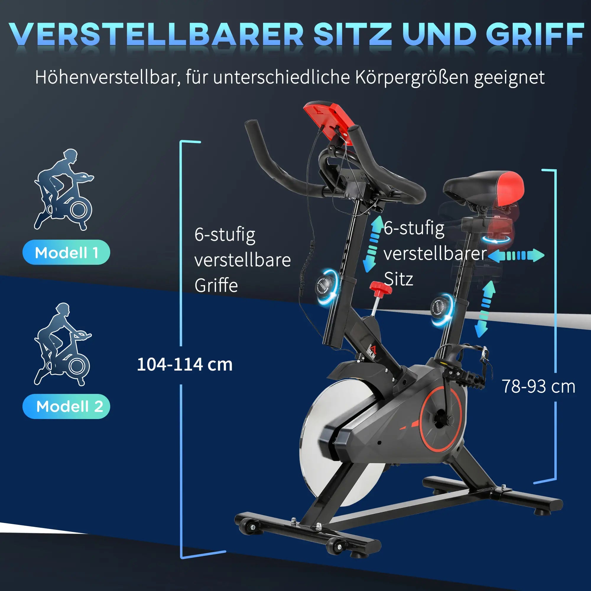 HOMCOM Indoor Cycling Bike Trainer Home Gym Fahrradtrainer Fitnessfahrrad 85 x 46 x 114 cm