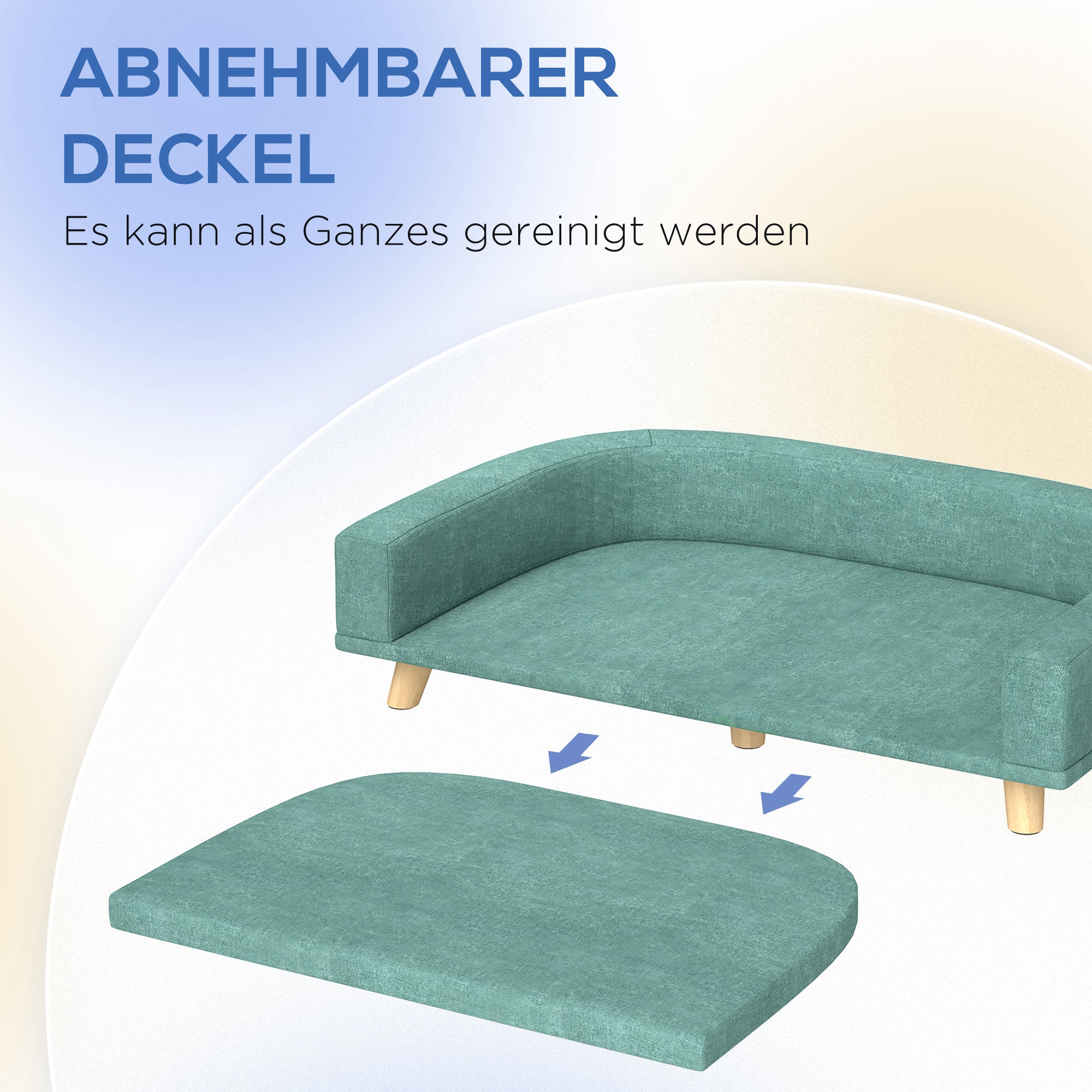 PawHut Hundebett Hundesofa Haustiersofa, Eukolyptusholz, 98 x 67 x 25 cm, Grün