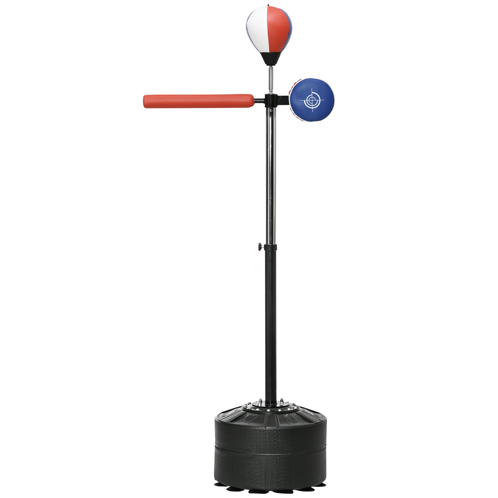 SPORTNOW Boxständer, höhenverstellbar, Reflexstange, Pratze, Speedball, befüllbarer Standfuß, 80,5 x 48 x 163-205 cm