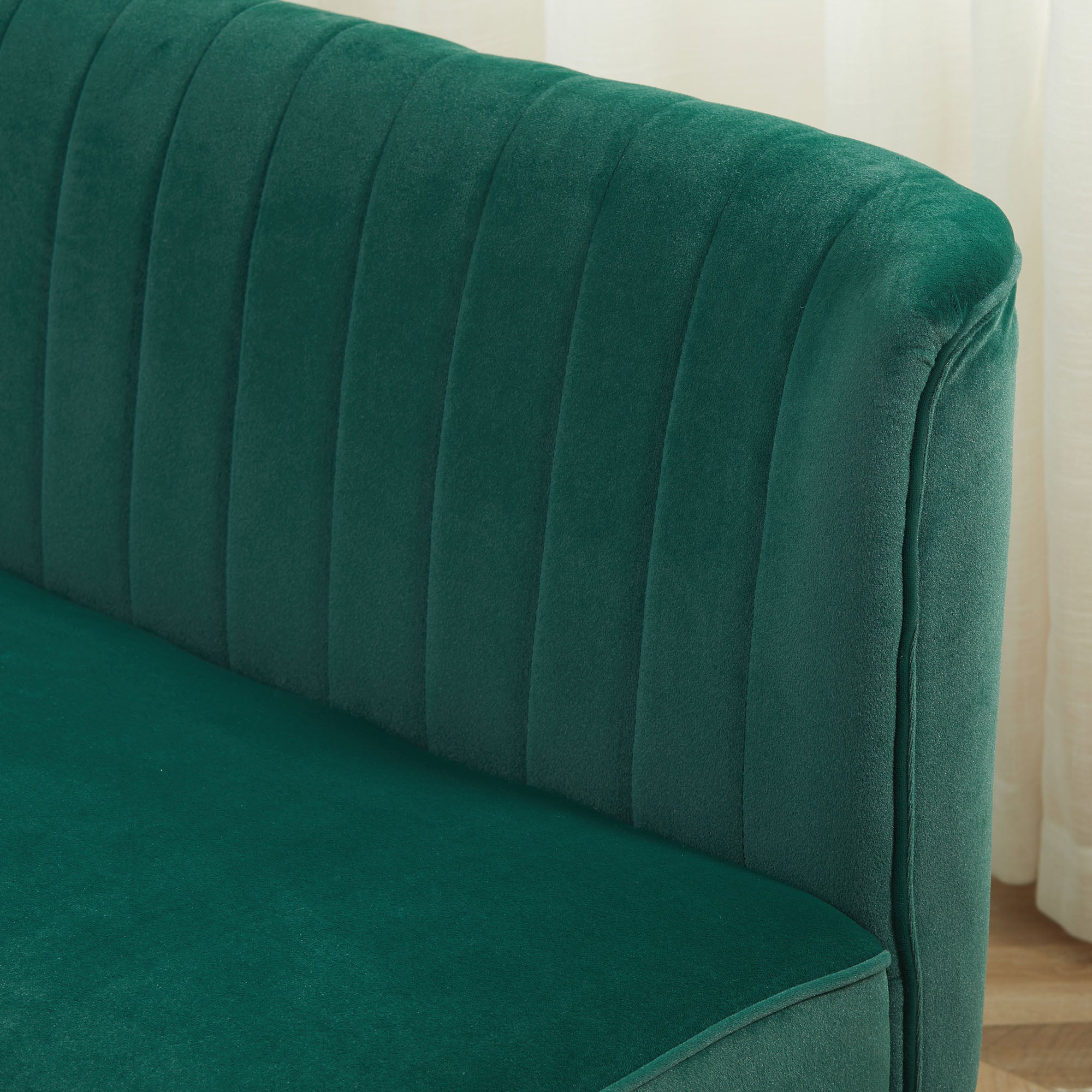 HOMCOM 2-Sitzer Stoffsofa Polstersofa Doppelsofa Sitzmöbel Loungesofa Holz Samtartiges Polyster Schaumstoff Dunkelgrün 117 x 56,5 x 77 cm