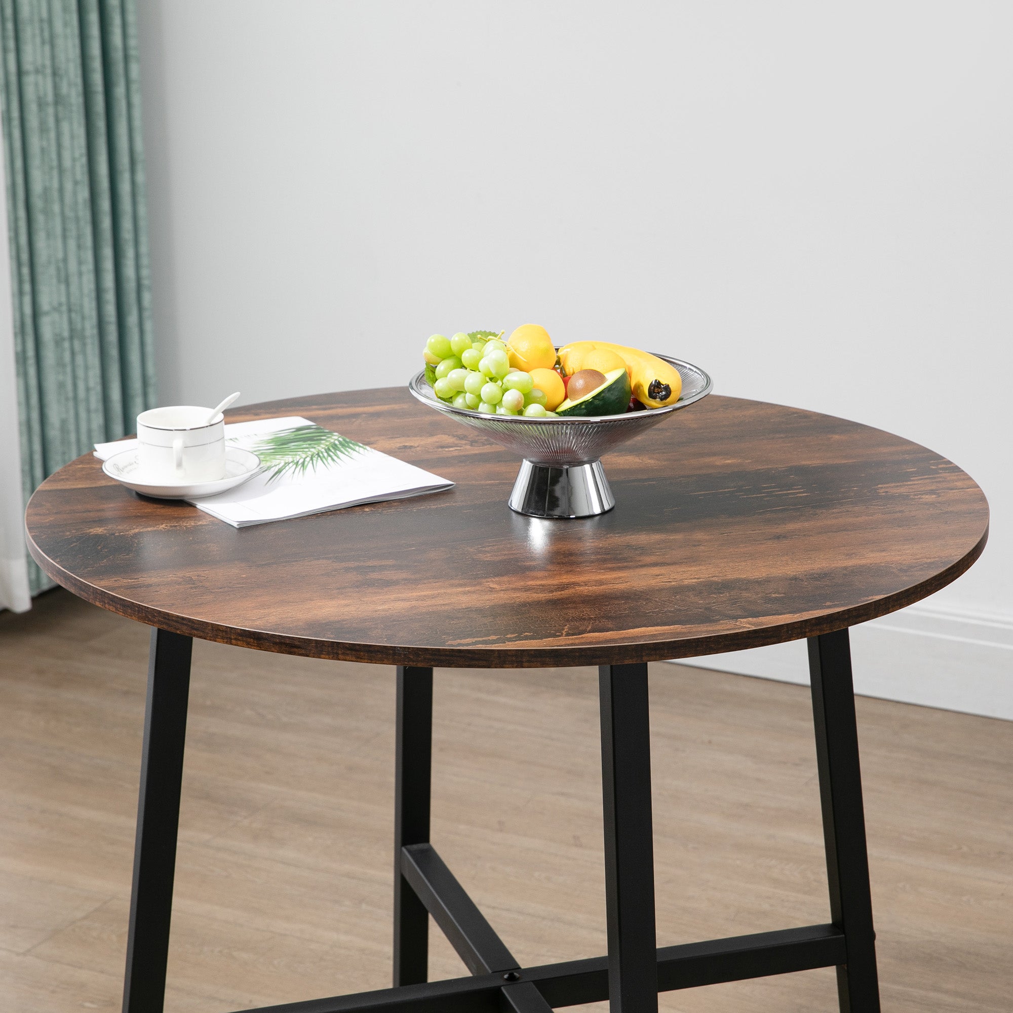 HOMCOM Esstisch Küchentisch, großer Tisch, Industriedesign, Rustikales Design, Φ80 x 76 cm, Braun