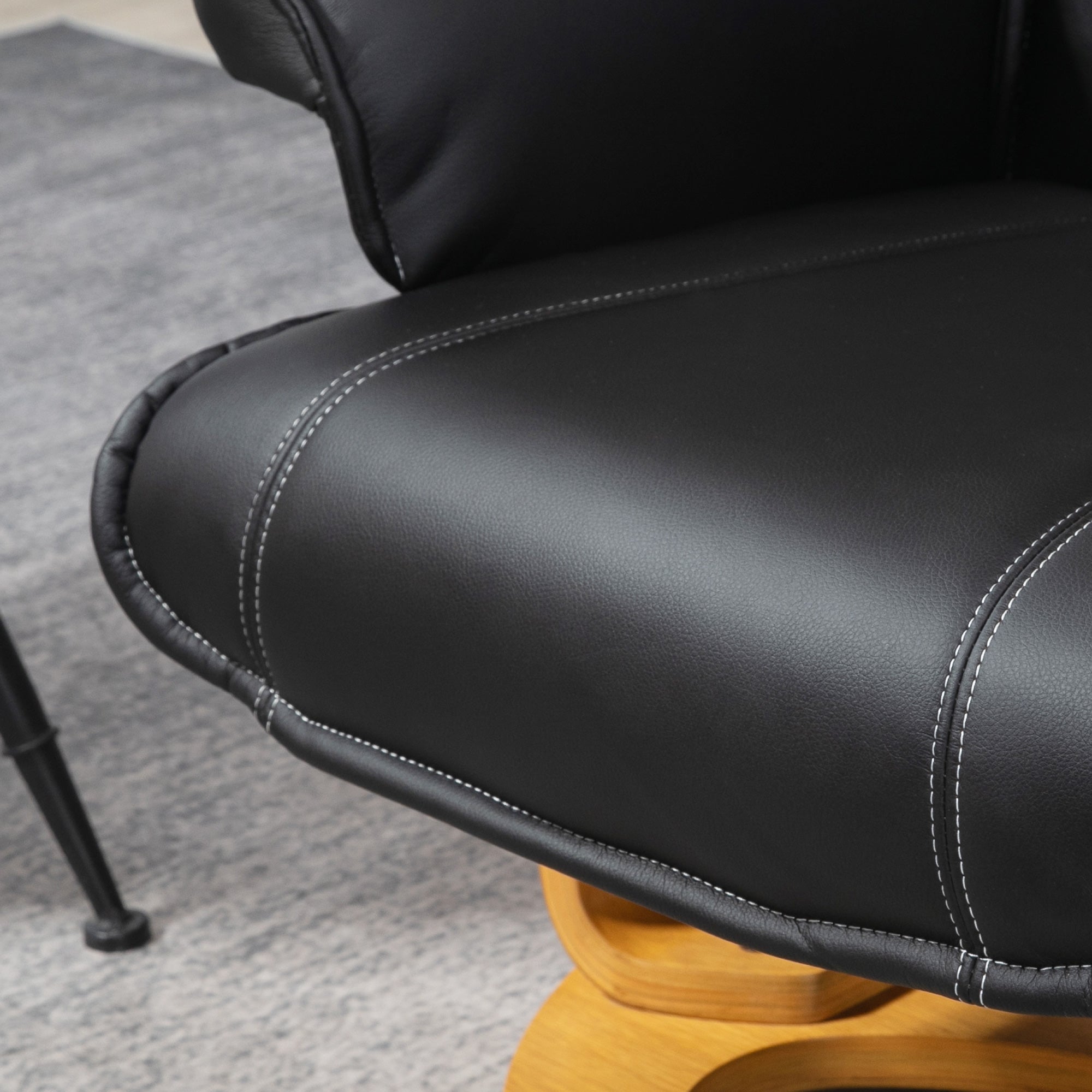 HOMCOM Relaxsessel mit Fußhocker, TV-Sessel, Liegesessel, verstellbare Rückenlehne, 360° drehbar, Schwarz + Braun