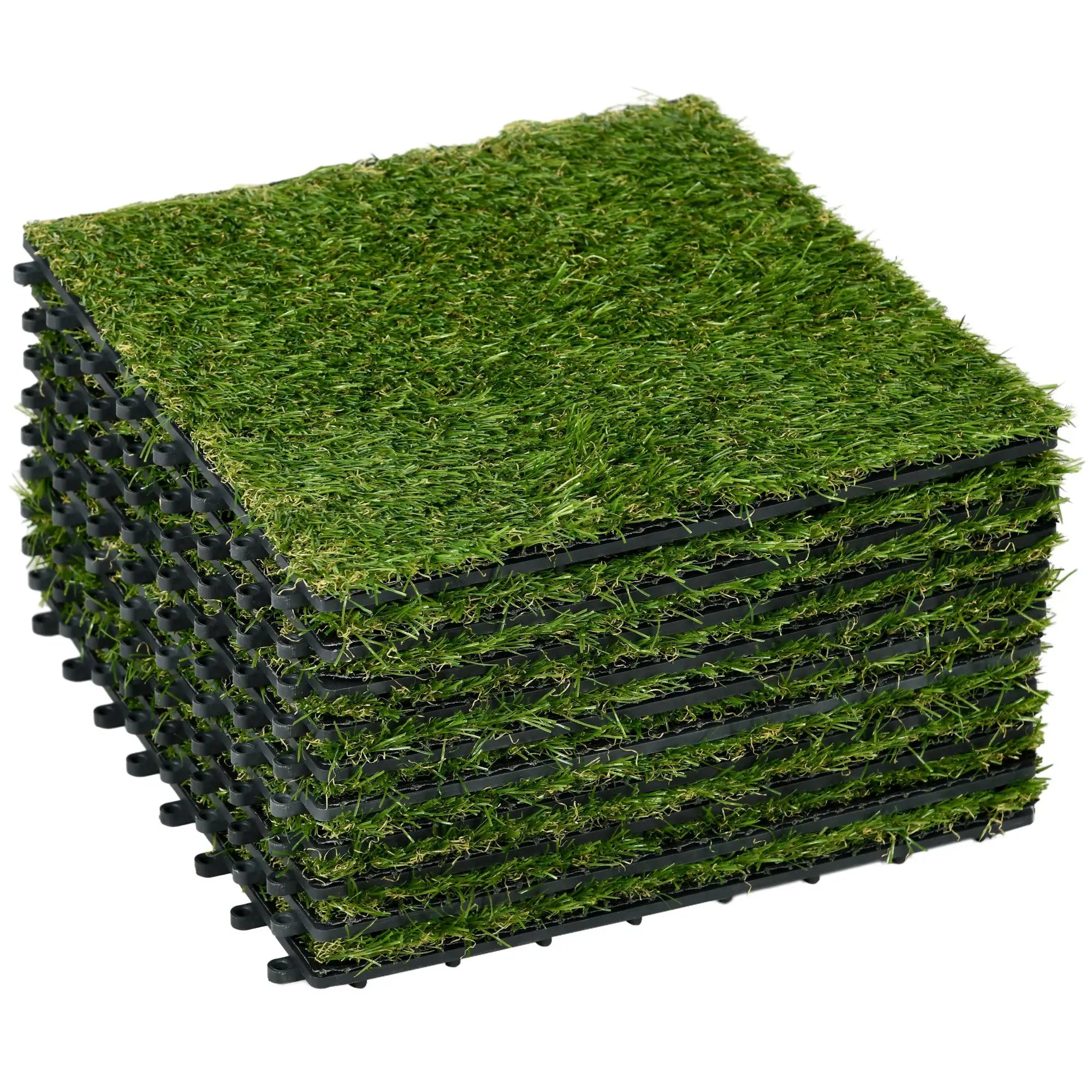 Outsunny Kunstrasen 10er Set naturgetreu UV-beständig Drainagefunktion