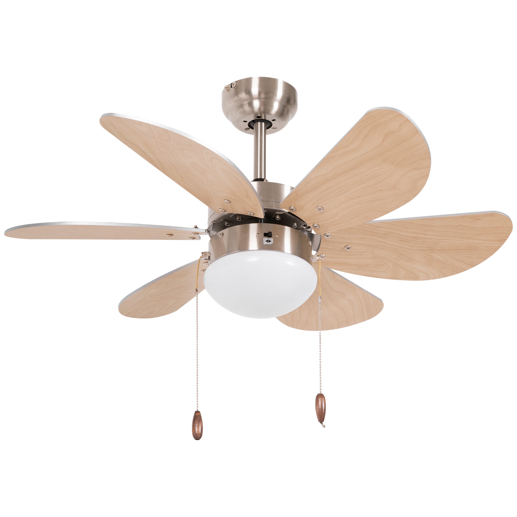 HOMCOM Deckenventilator Deckenventilator mit Licht, Kettenzugschalter, 3 Geschwindigkeiten, 76 cm x 76 cm x 41,5 cm, Weiß